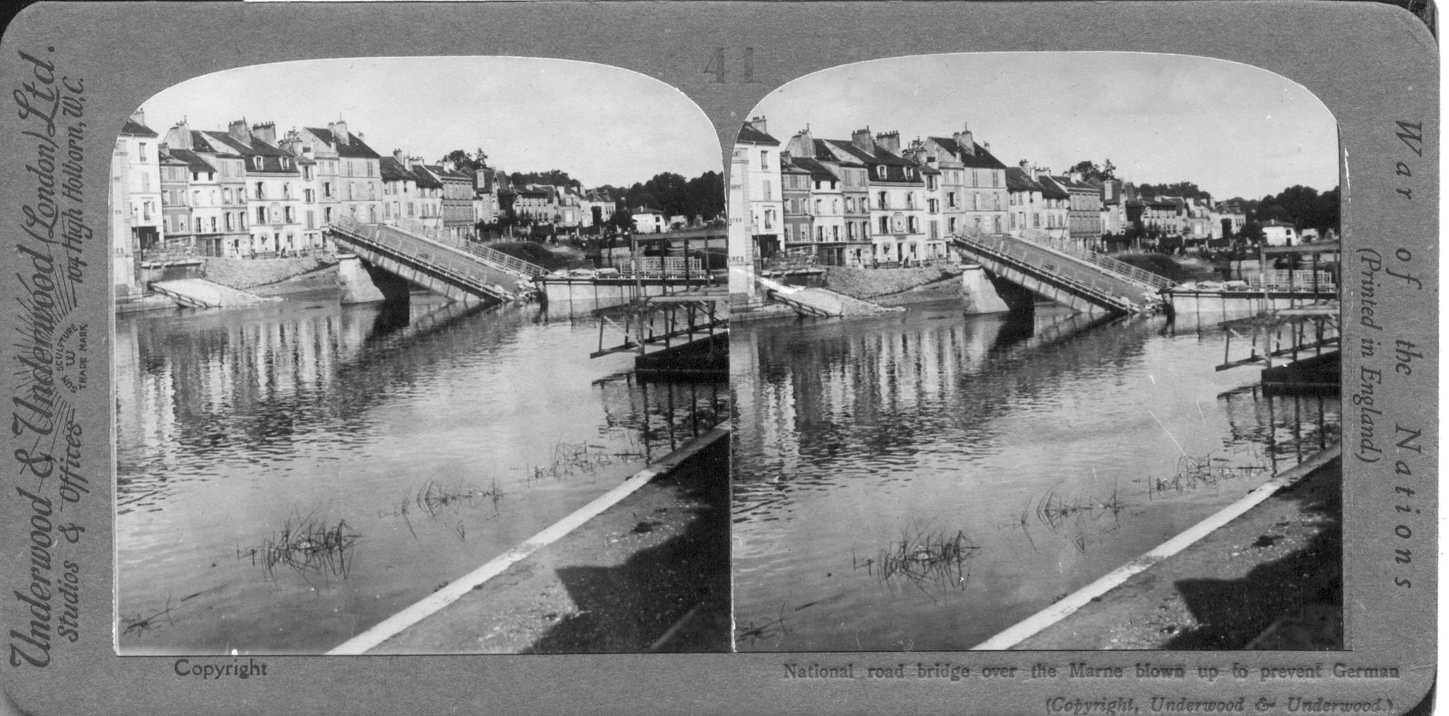 National road bridge over the Marne blown up to prevent German [advance]