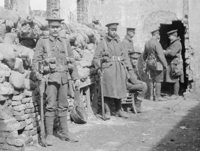 Snipers of the 2nd Battalion, Lancashire Fusiliers at their posts known as ‘The Snipers Houses’ at Le Touquet, December 1914-May 1915. © IWM Q 97457