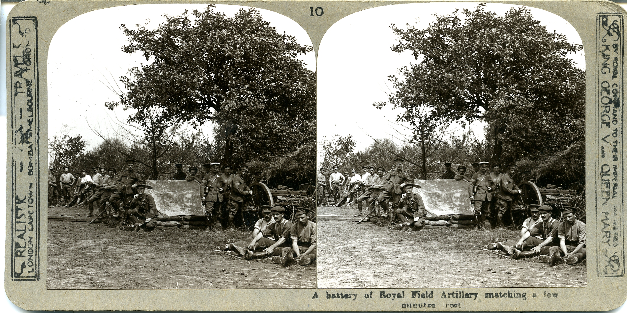 A battery of Royal Field Artillery enjoy a few hours' rest under concealment of a wood