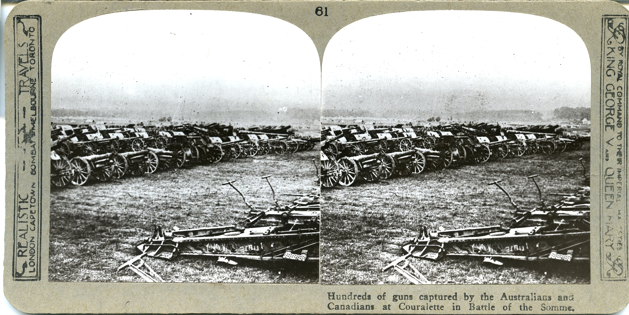 Hundreds of guns captured by Australians and Canadians at Courcelette in Battle of Somme