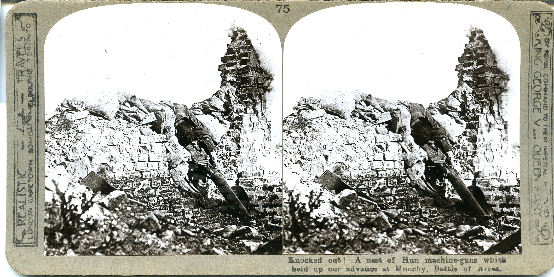 Knocked out! A nest of machine-guns which held up our advance at Monchy, Battle of Arras