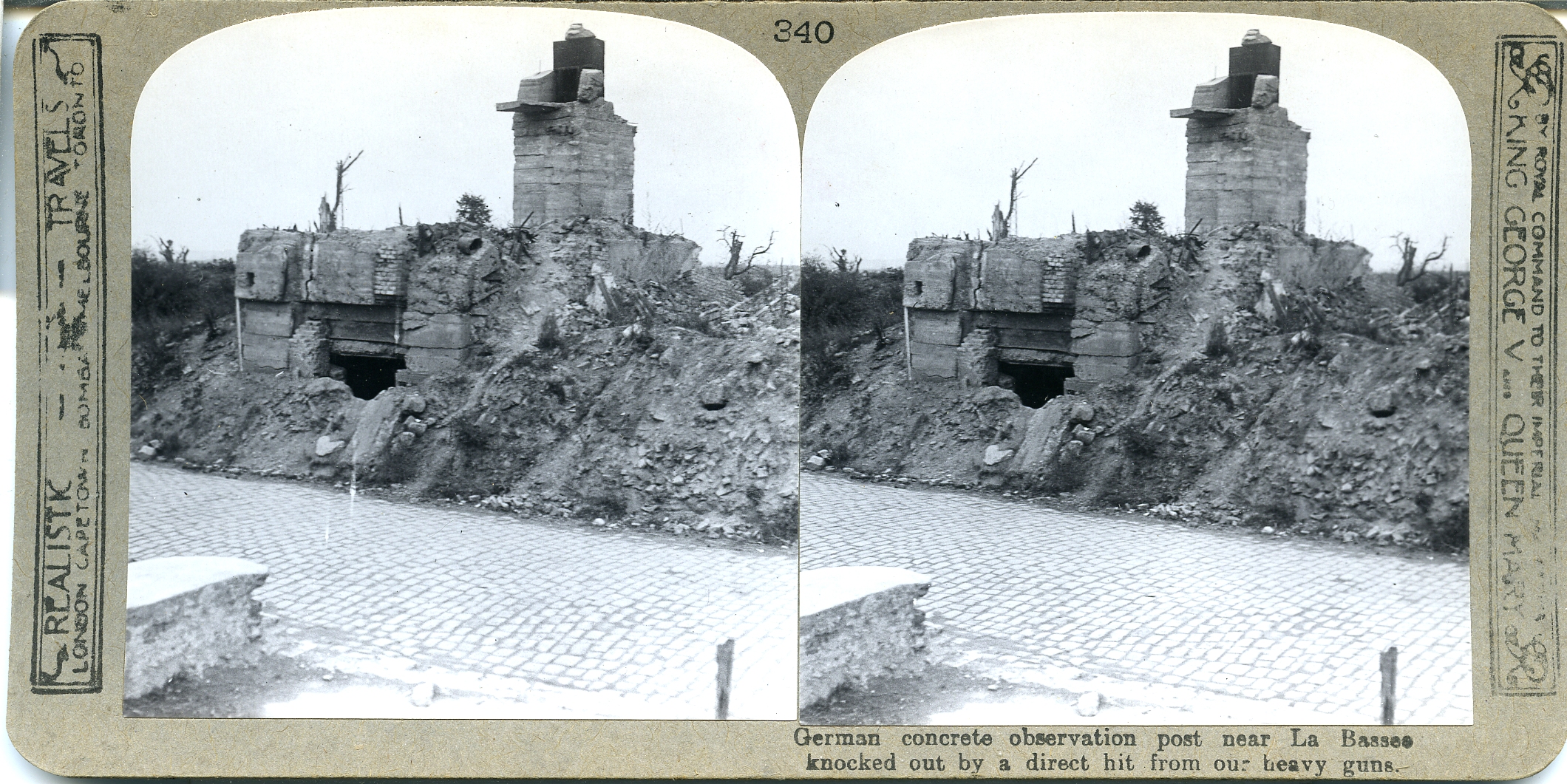 German concrete observation post near La Bassee knocked out by a direct hit from our heavy guns