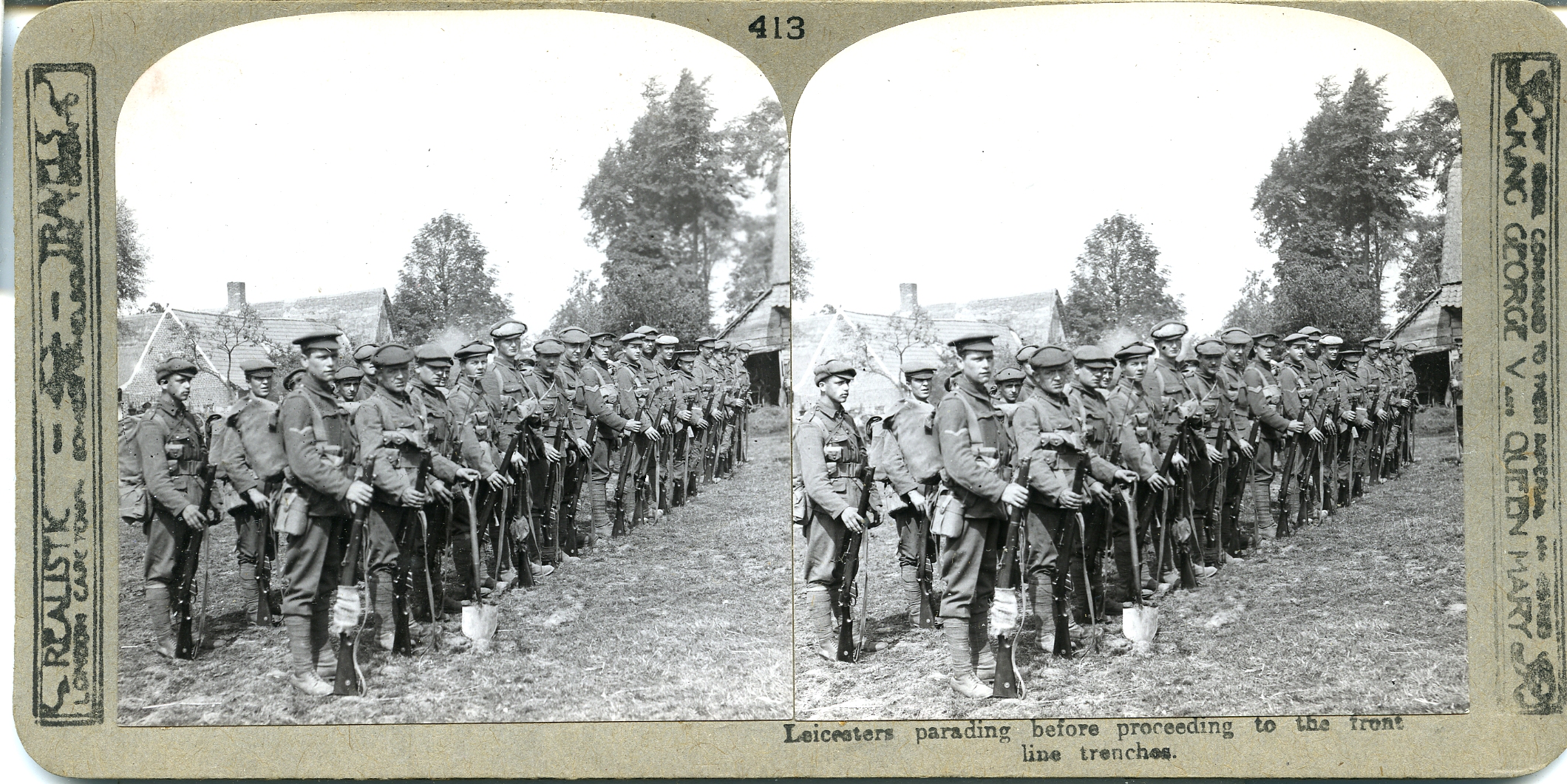 Leicesters parading before proceeding to the front line trenches