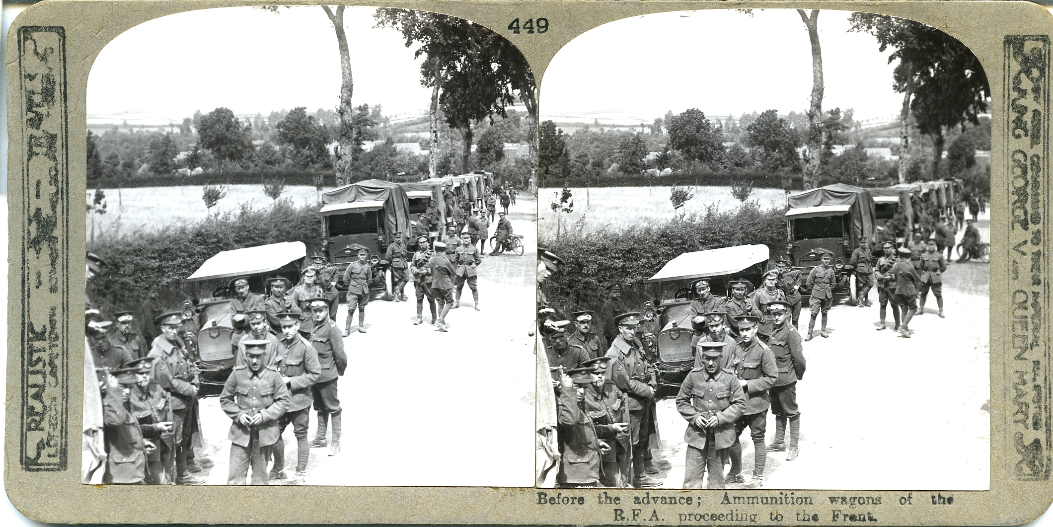 Before the advance; Ammunition wagons of the R.F.A. proceeding to the front