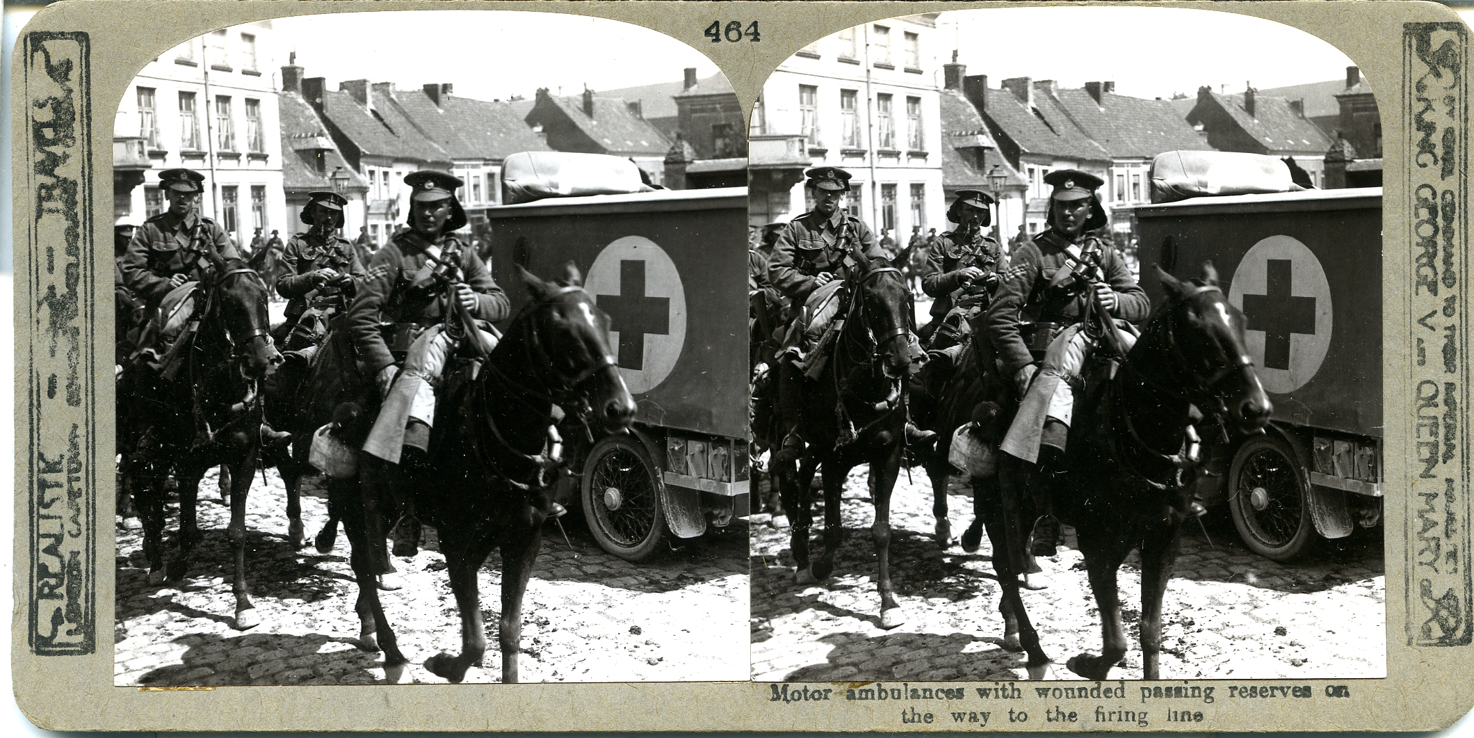 Motor ambulances with wounded passing reserves on the way to the firing line