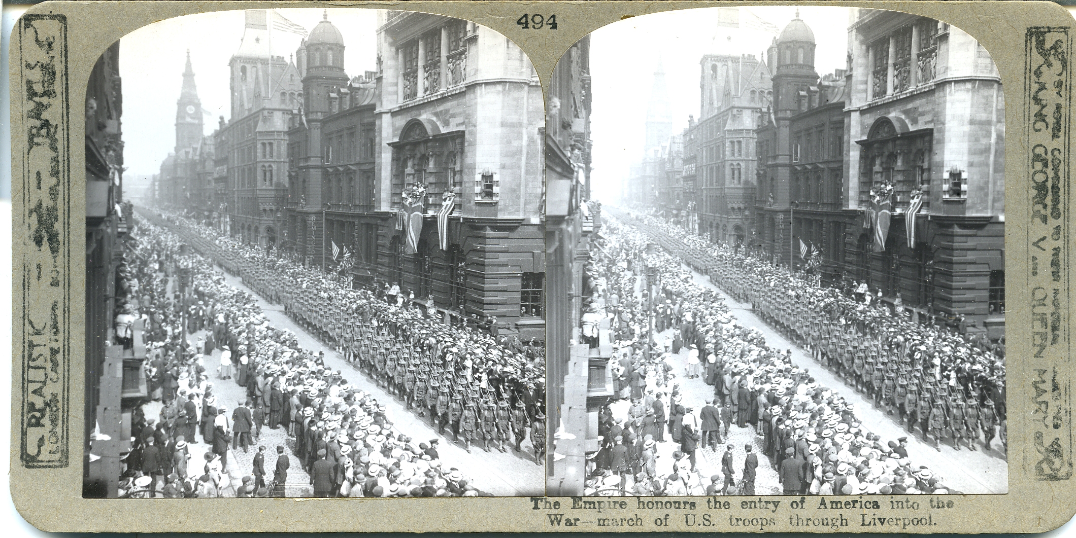 The Empire honours the entry of America into the War--march of U.S. troops through Liverpool
