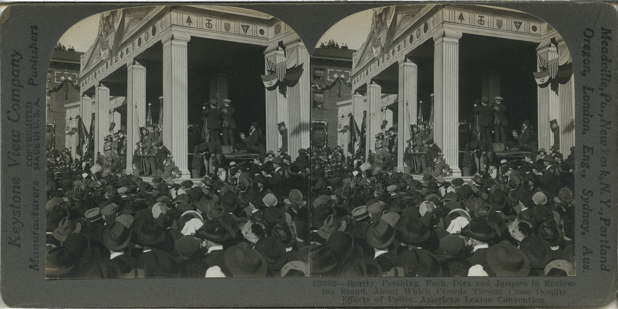 Beatty, Pershing, Foch, Diaz and Jacques in Reviewing Stand, About Which Crowds Throng Close Despite Efforts of Police. American Legion Convention