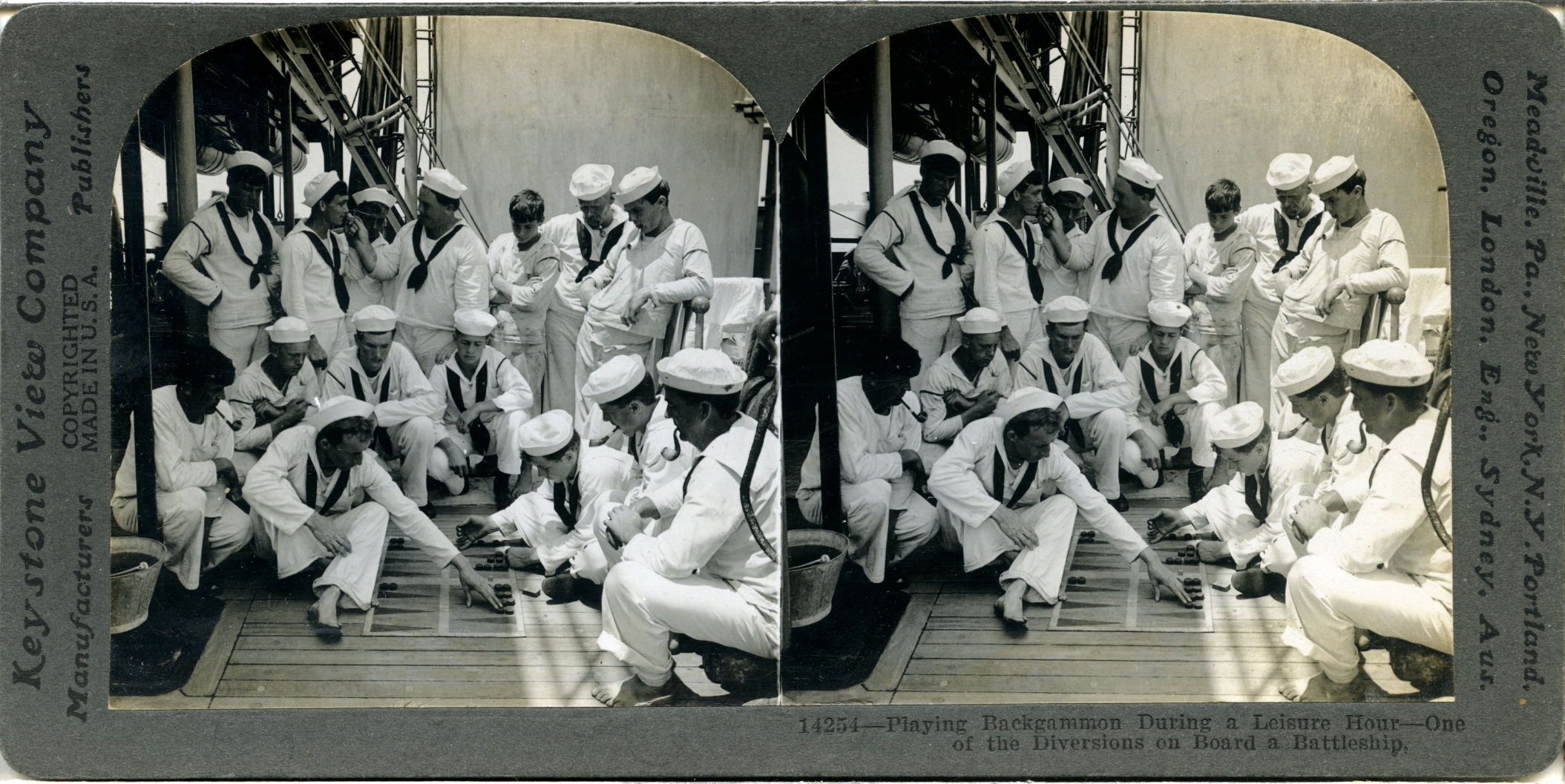 Playing Backgammon During a Leisure Hour--One of the Diversions on Board a Battleship