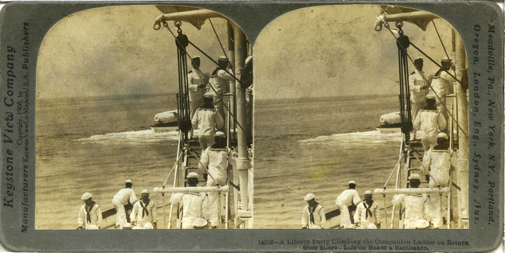 A Liberty Party Climbing the Companion Ladder on Return from Shore - Life on Board a Battleship