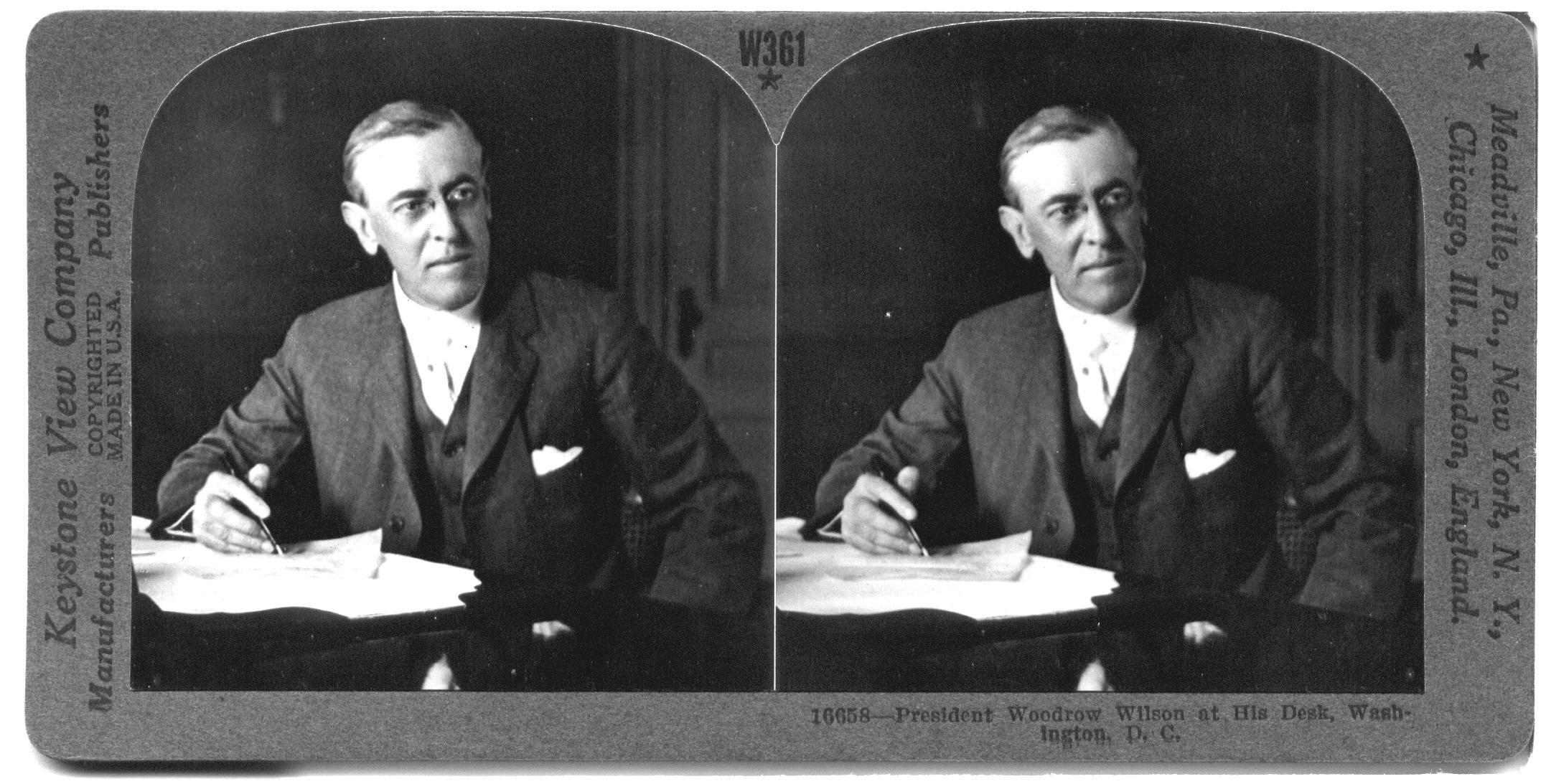President Woodrow Wilson at His Desk, Washington, D.C.