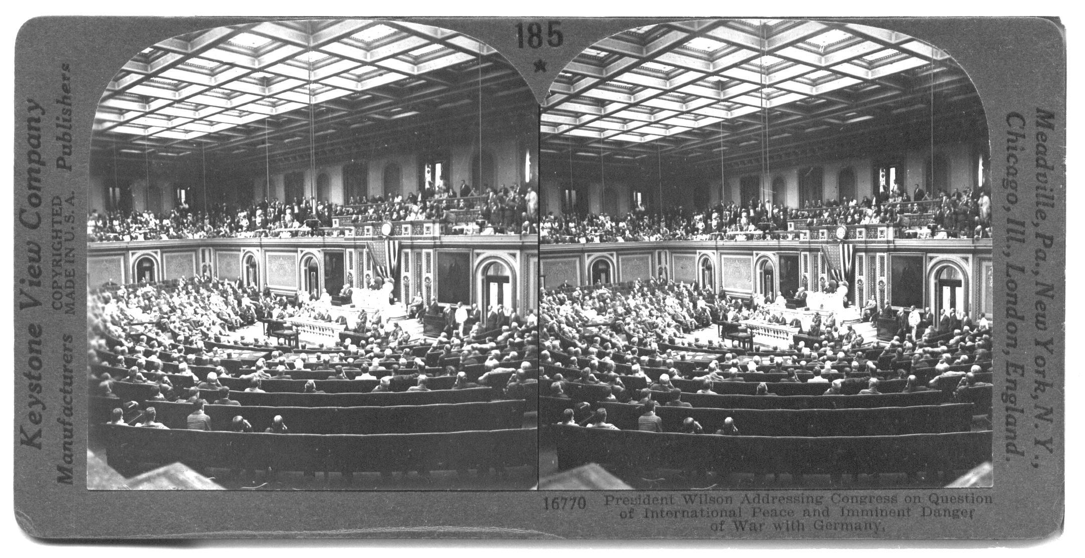 President Wilson Addressing Congress on Question of International Peace
