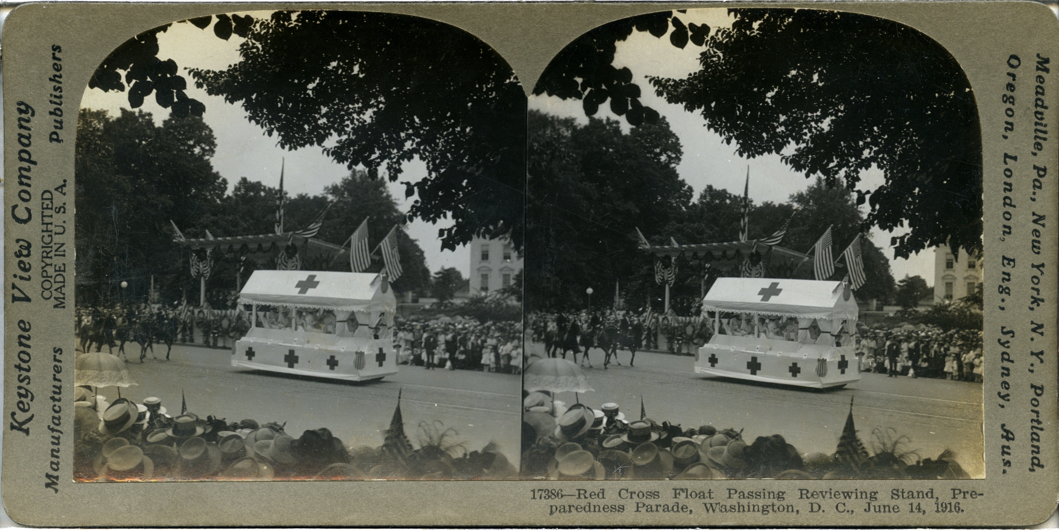 Red Cross Float passing Reviewing Stand, Preparedness Parade, Washington, D.C. June 14th, 1916