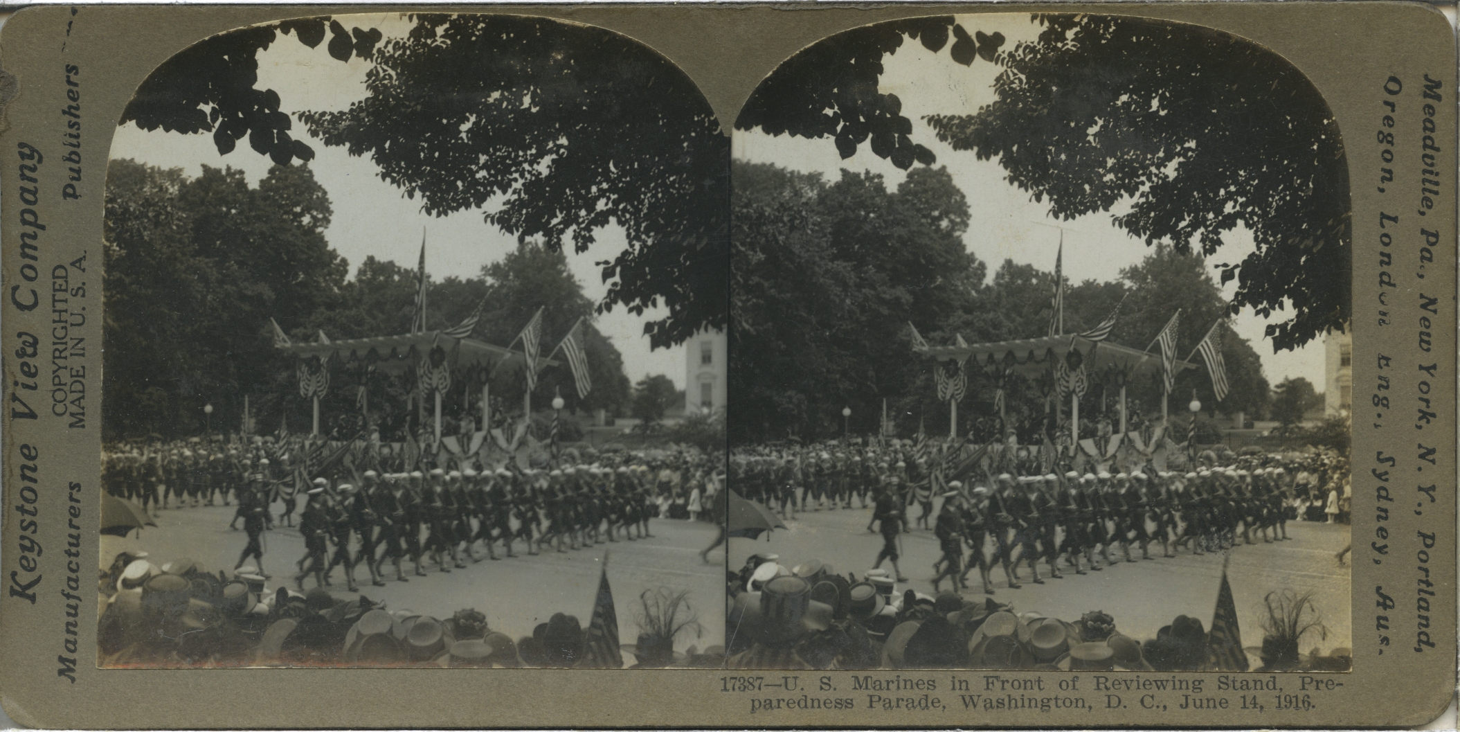 U.S. Marines in Front of Reviewing Stand, Preparedness Parade, Washington, D.C. June 14th, 1916