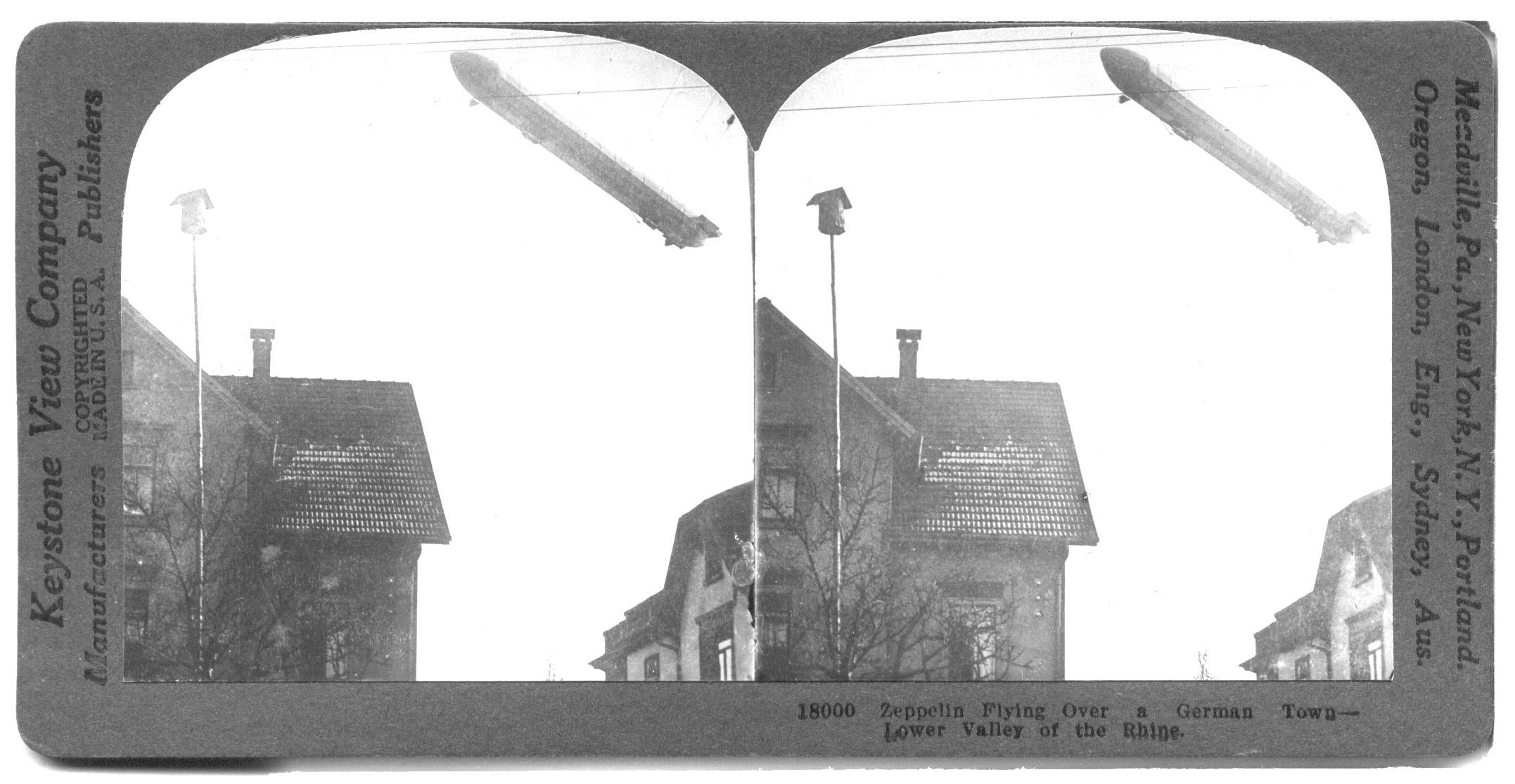 Zeppelin Flying Over a German Town--Lower Valley of the Rhine