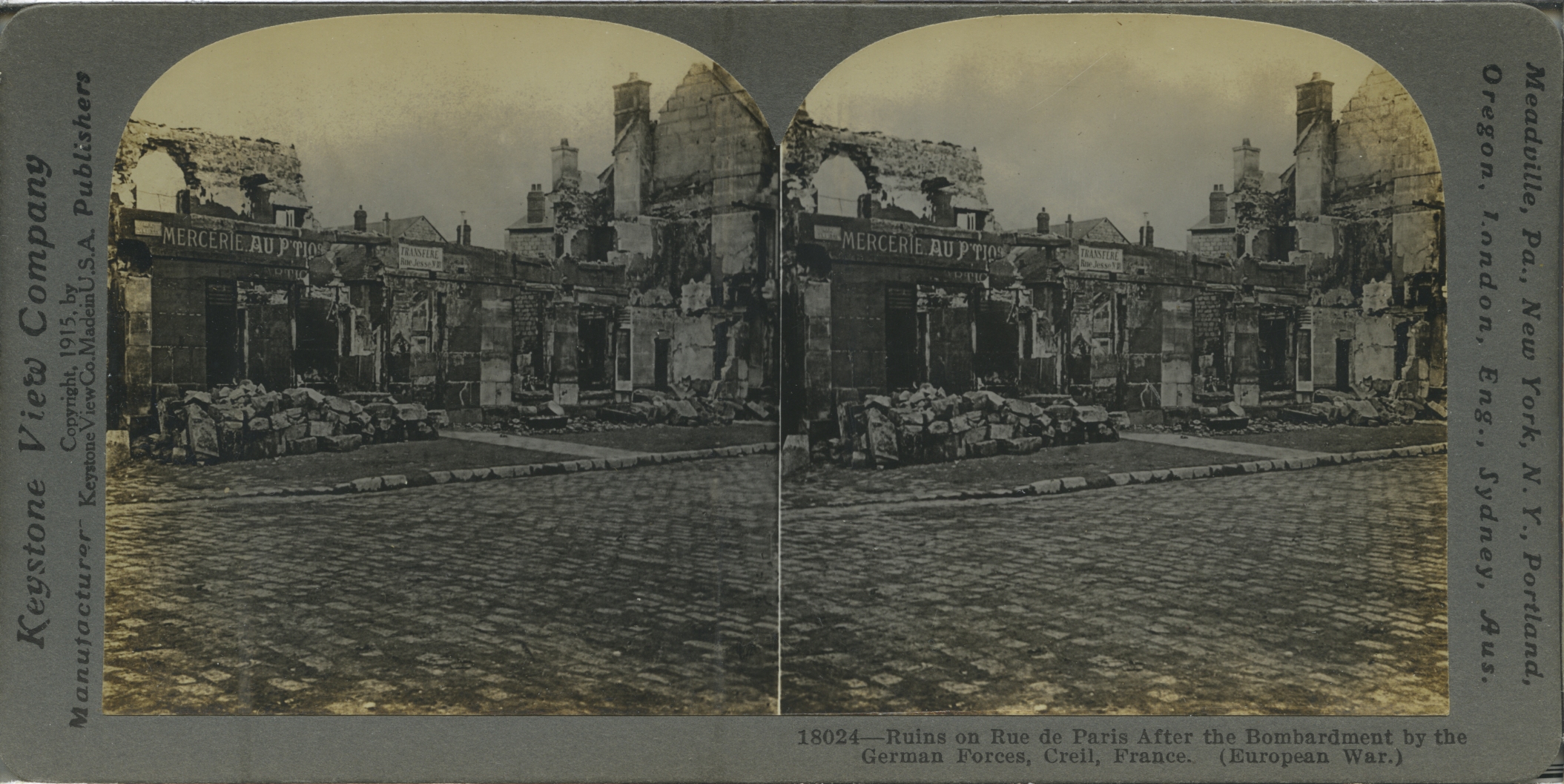 Ruins on Rue de Paris AFter the Bombardment by the German Forces, Creil, France. (European War.)
