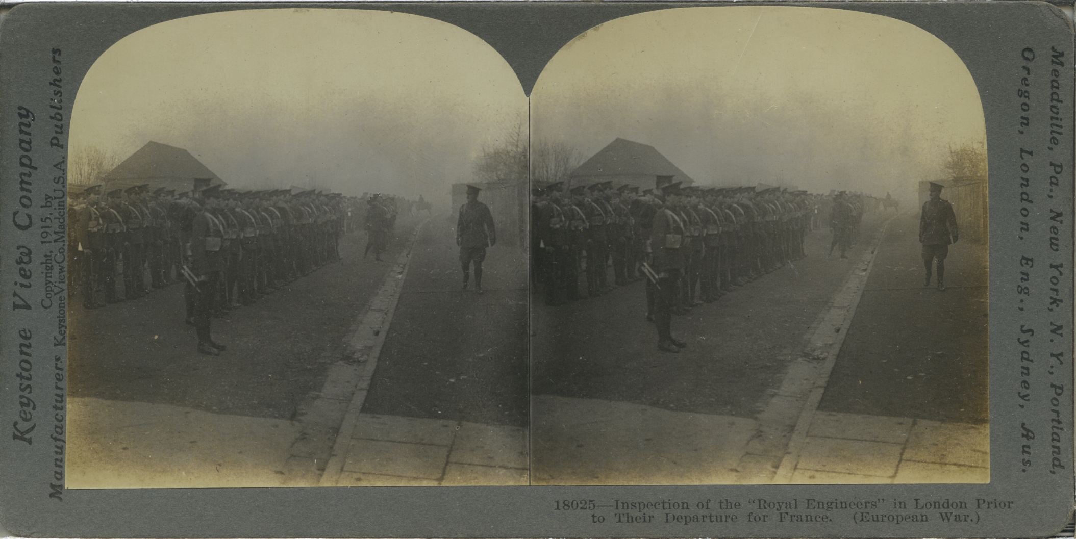 Inspection of the "Royal Engineers" in London Prior to Their Departure for France. (European War)