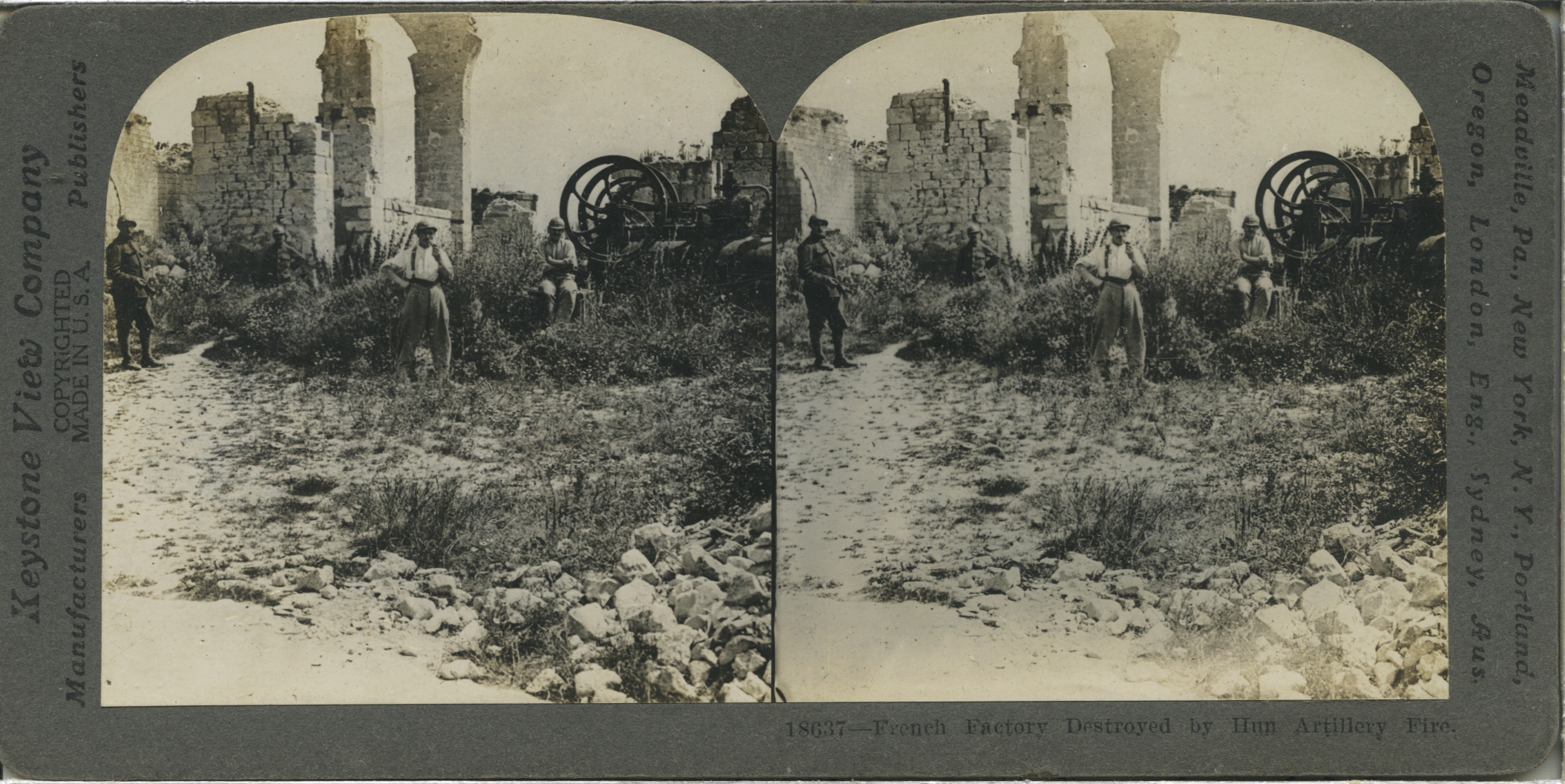 French Factory Destroyed by Hun Artillery Fire.