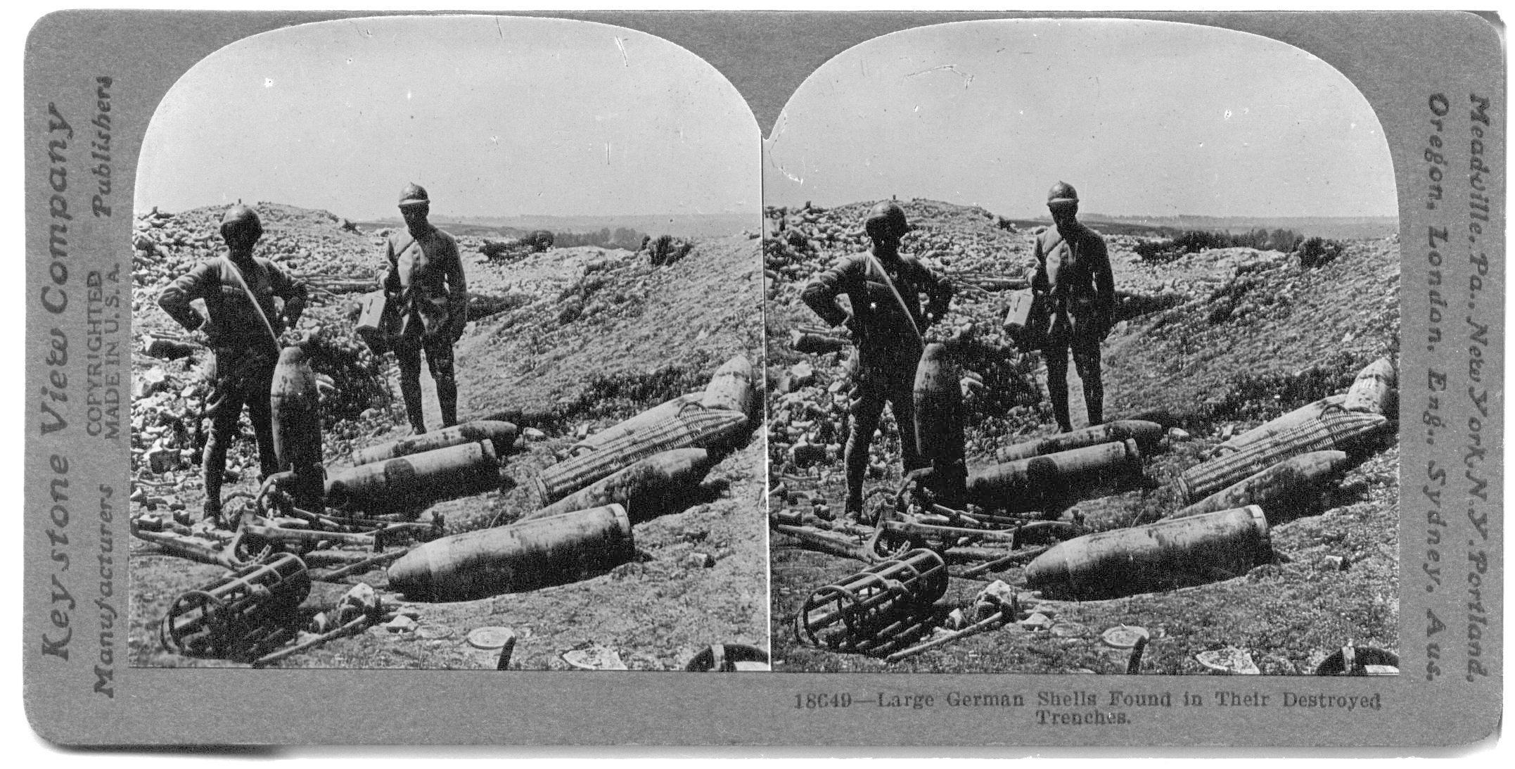 Large German Shells Found in Their Destroyed Trenches