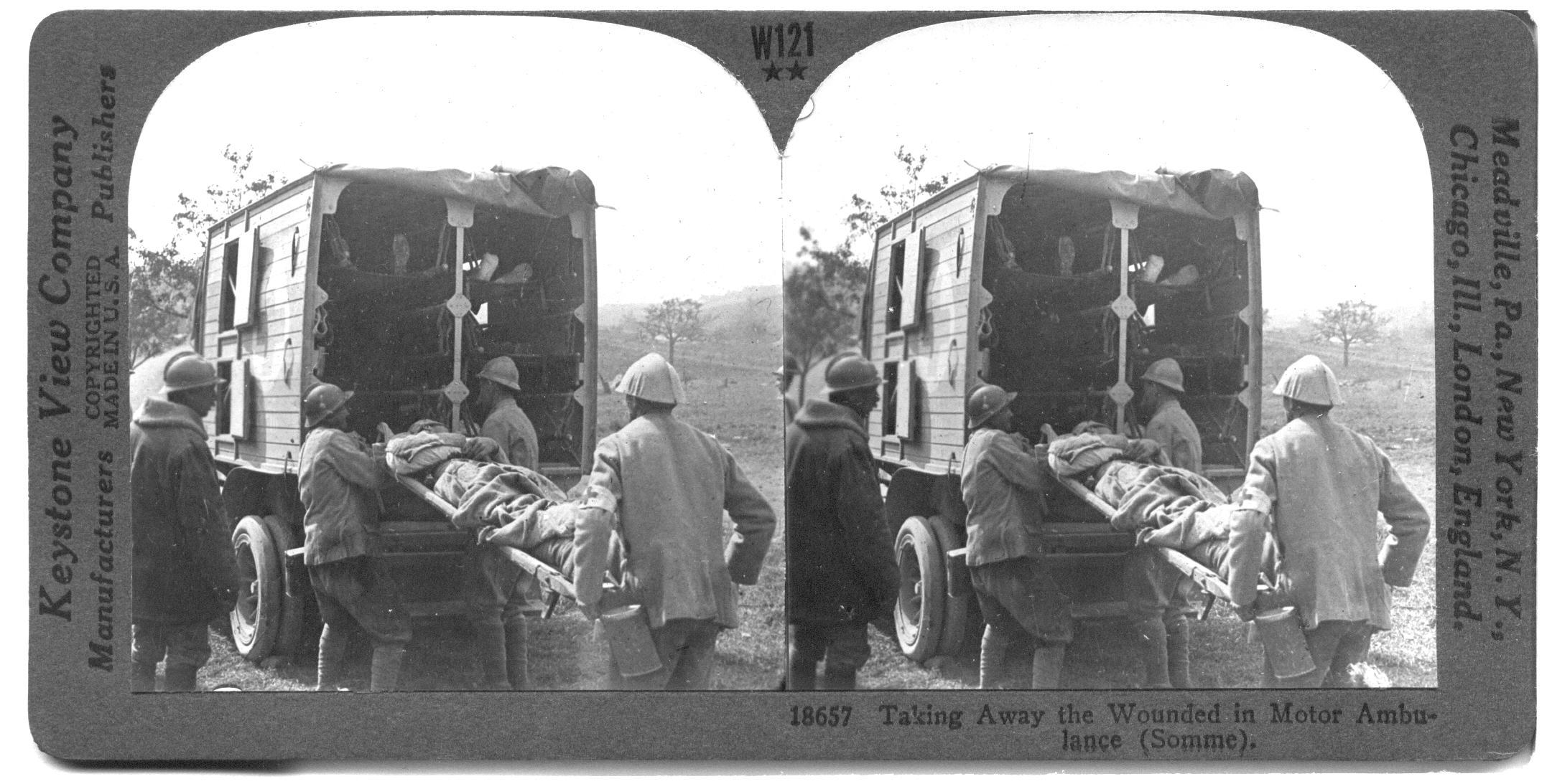 Taking Away the Wounded in Motor Ambulance (Somme)