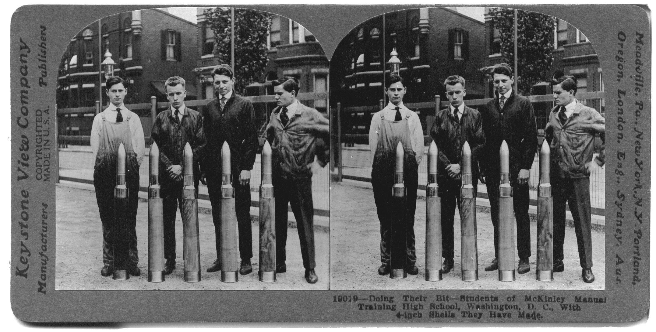 Doing Their Bit - Students at McKinley Manual Training High School, Washington, D.C., With 4-Inch Shells They Have Made