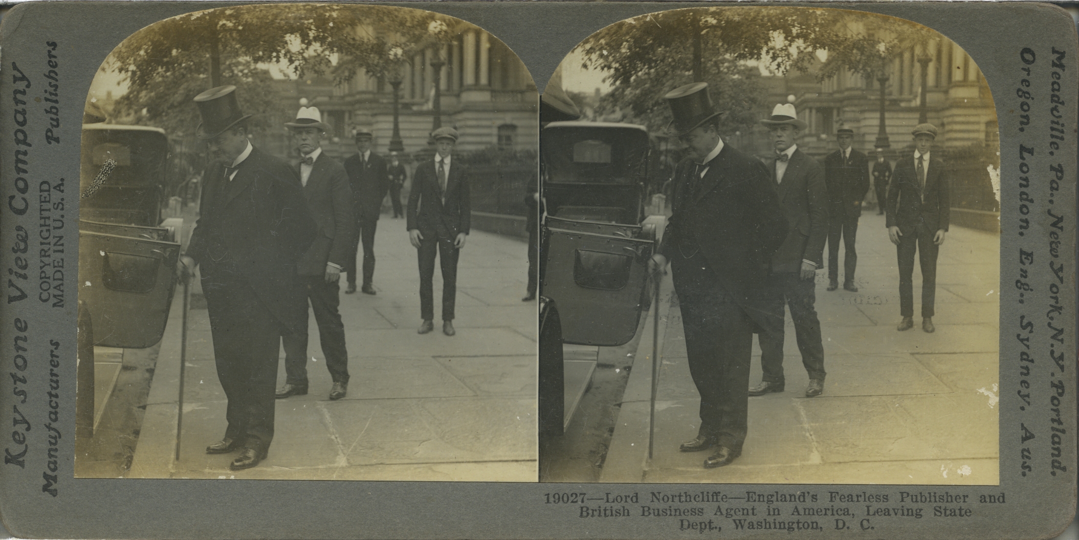 Lord Northcliffe - England's Fearless Publisher and British Business Agent in America, Leaving State Dept., Washingotn, D.C.