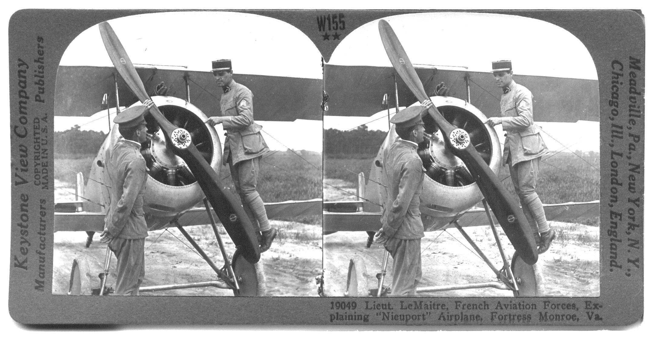Lieut. LeMaitre of French Aviation Forces, Explaining "Nieuport" Airplane, Fortress Monroe,Va.