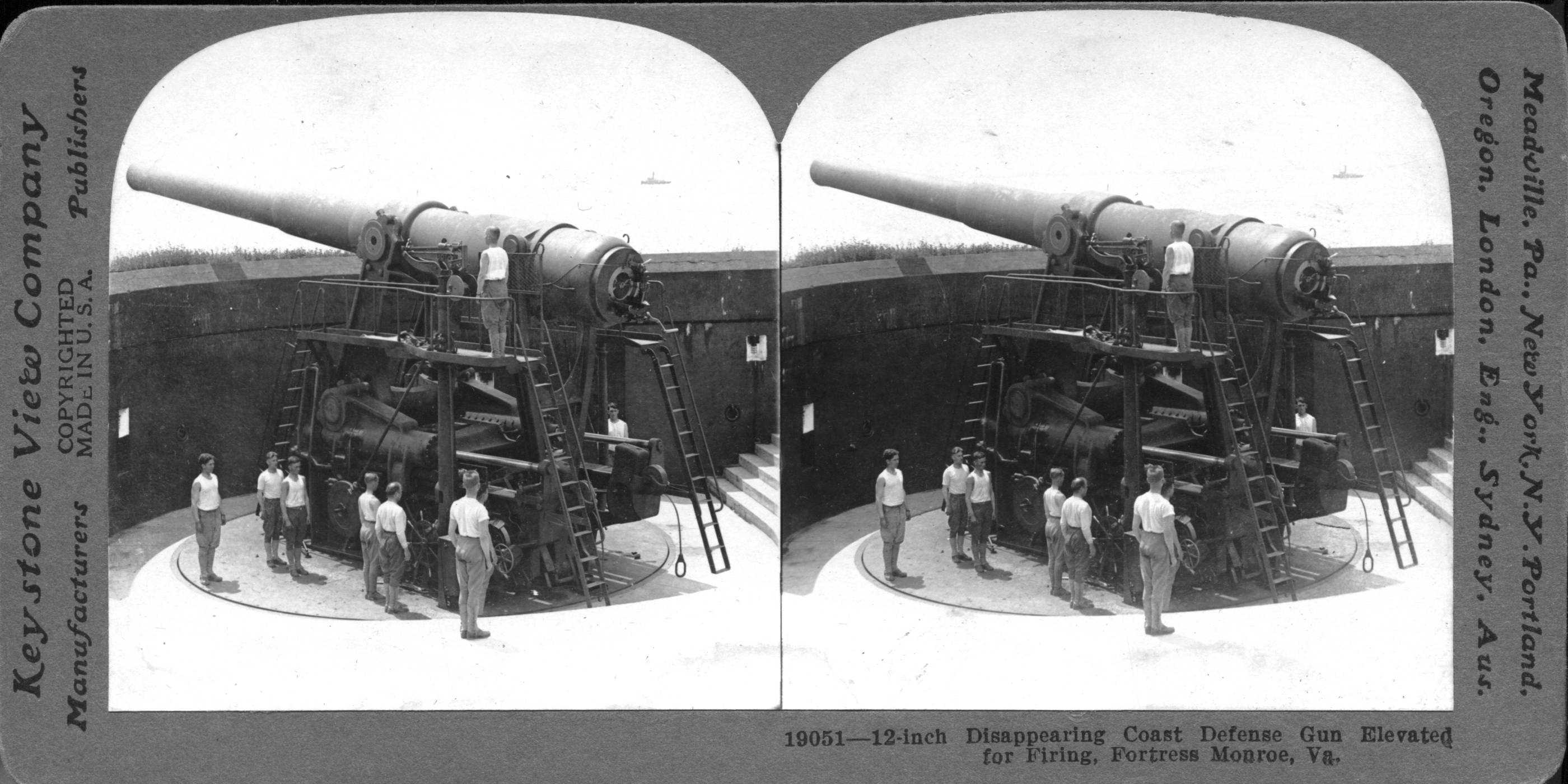 12-inch Disappearing Coast Defense Gun Elevated for Firing, Fortress Monroe, Va.