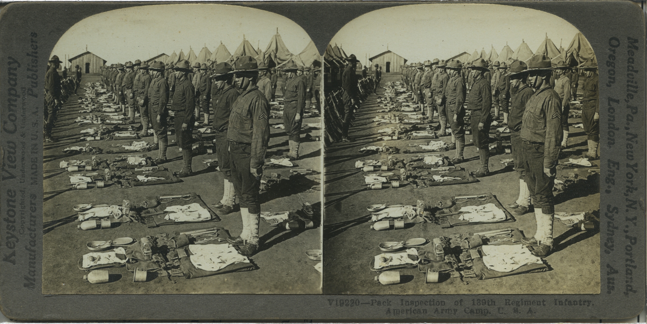 Pack Inspection of 139th Regiment Infantry, American Army Camp