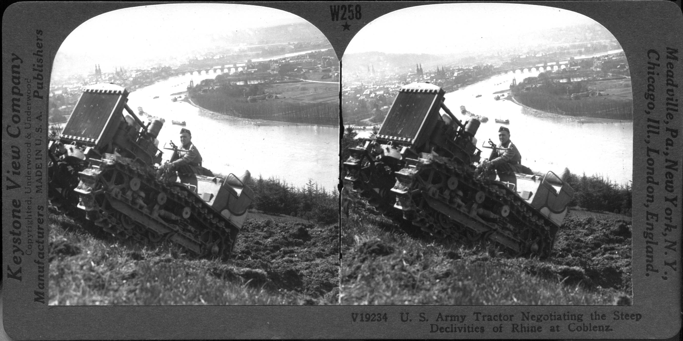 U.S. Army Tractor Negotiating the Steep Declivities of Rhine at Coblenz