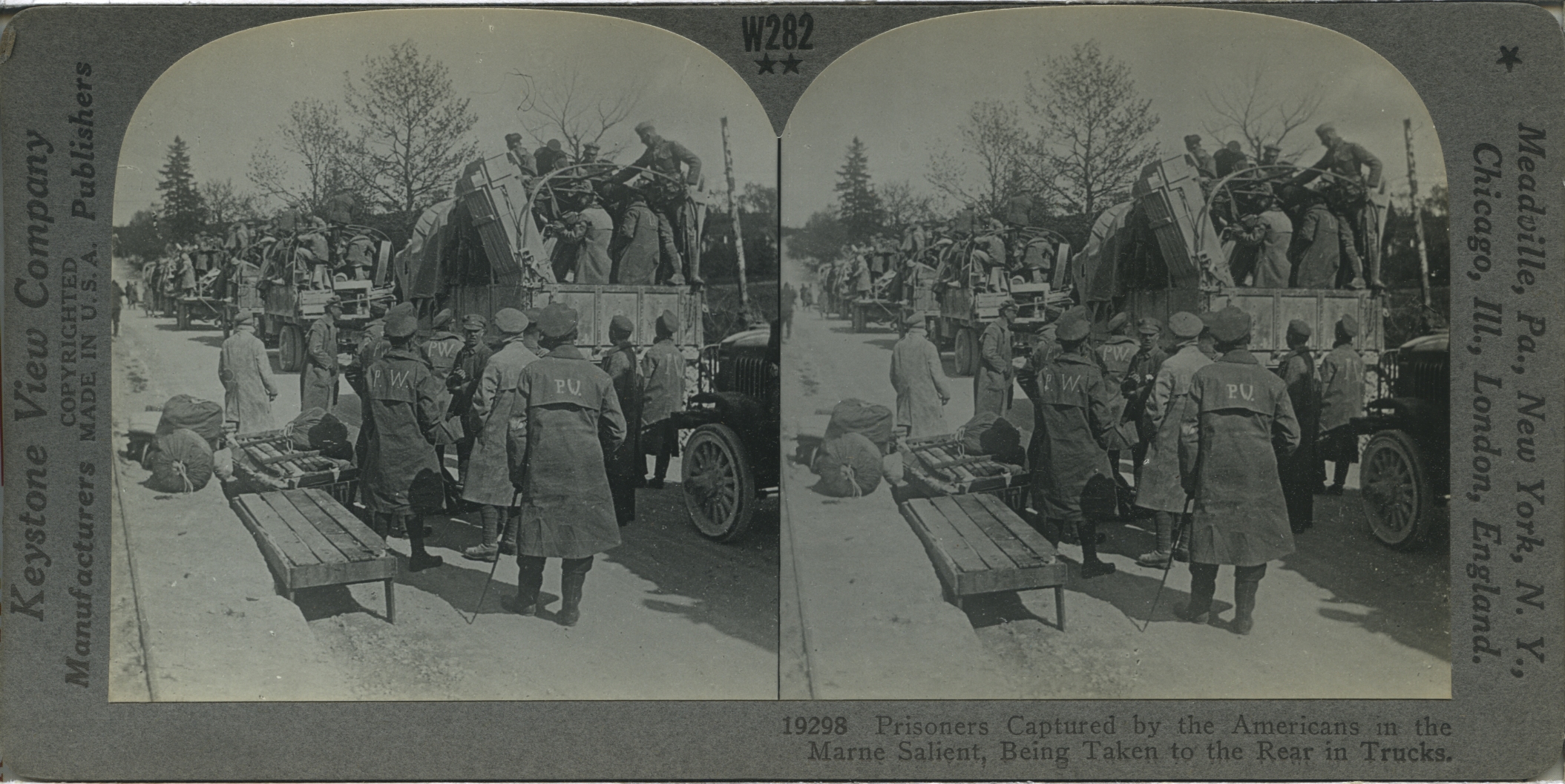 Prisoners Captured by the Americans in the Marne Salient, Being Taken to the Rear in Trucks