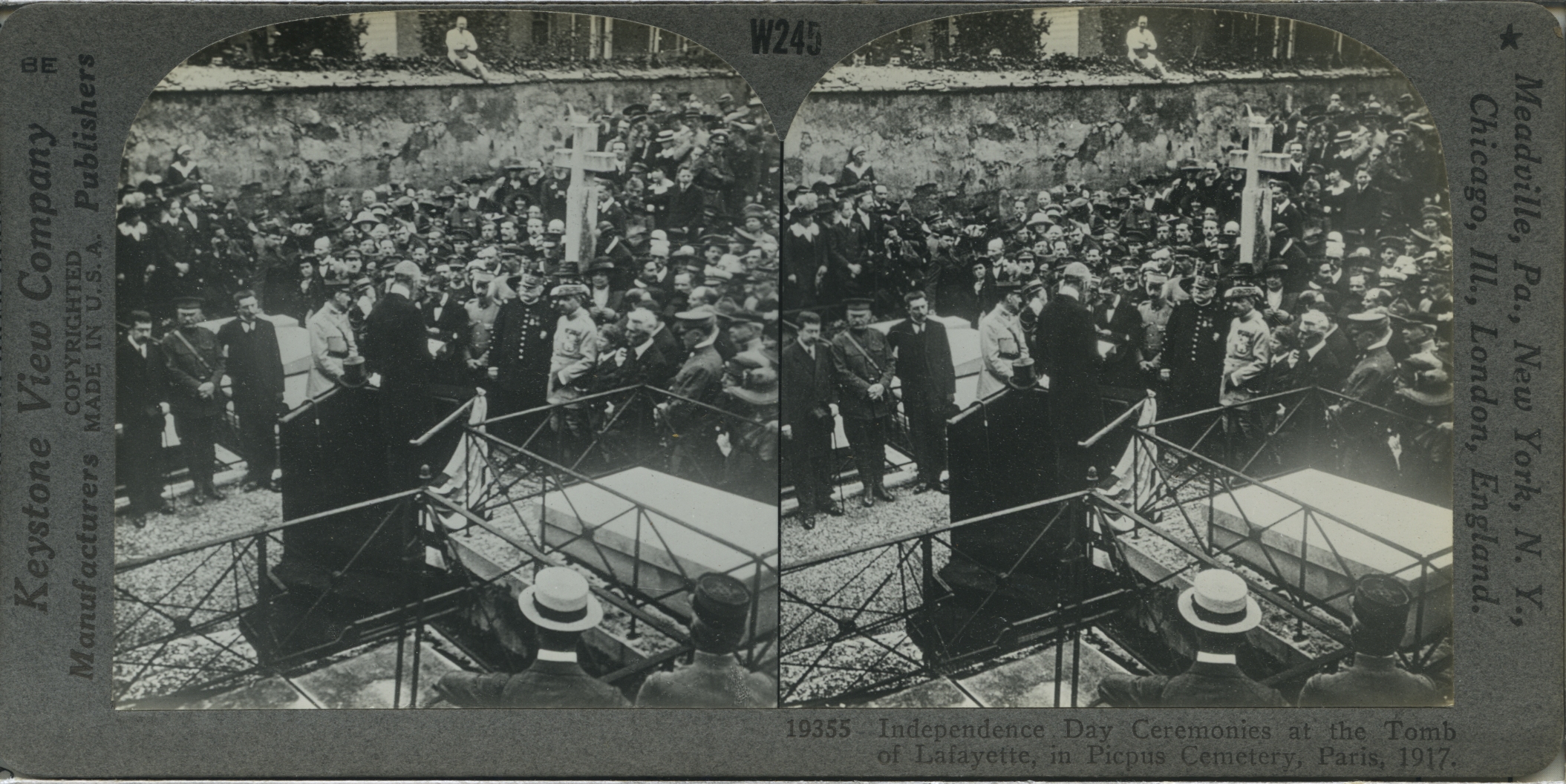 Independence Day Ceremonies at the Tomb of Lafayette, in Picpus Cemetery, Paris, 1917