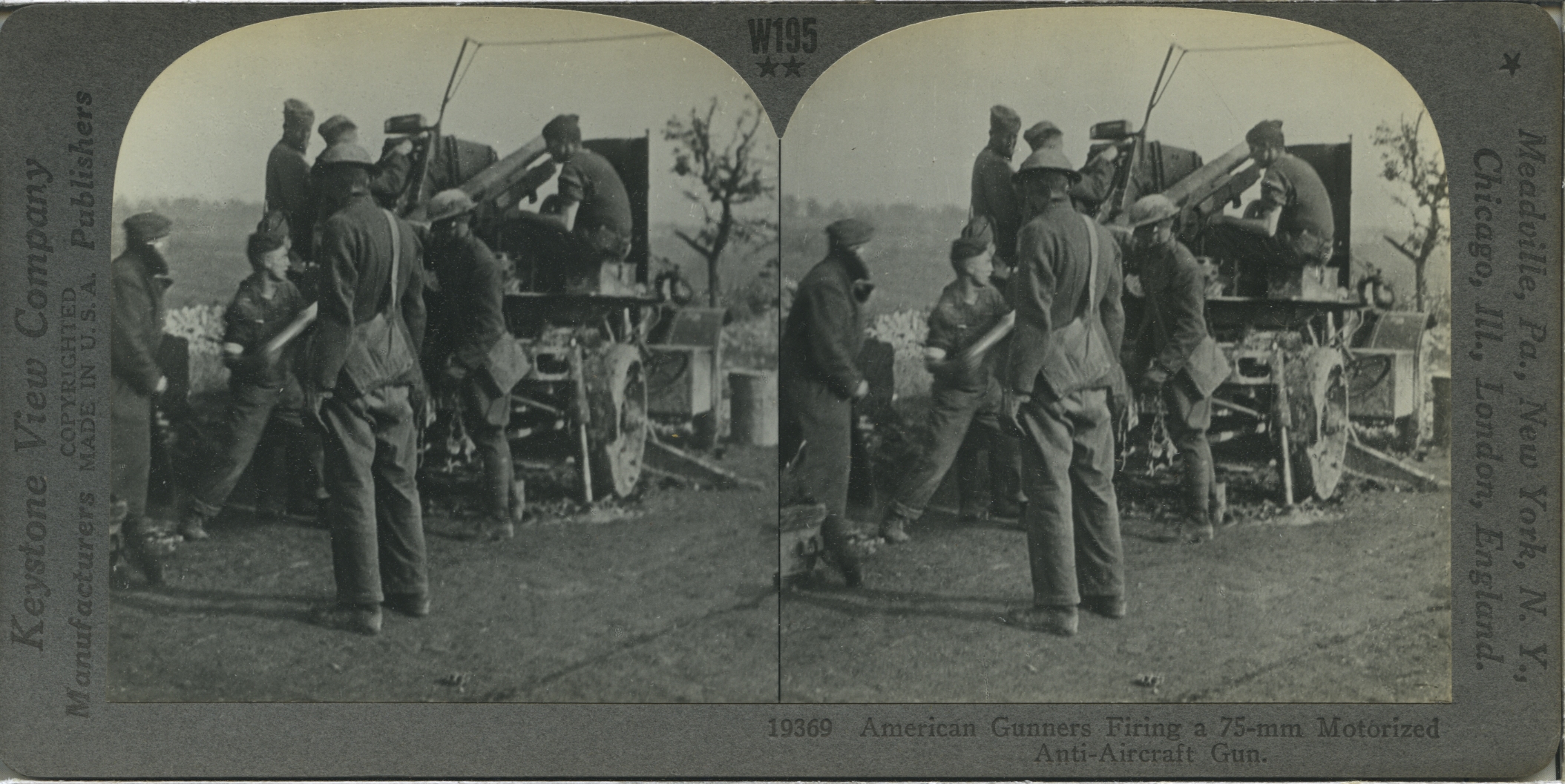 American Gunners Firing a 75-mm Motorized Anti-Aircraft Gun