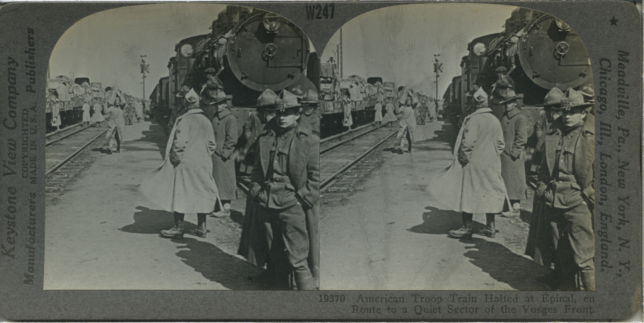 American Troop Train Halted at Epinal, en Route to a Quiet Sector of the Vosges Front