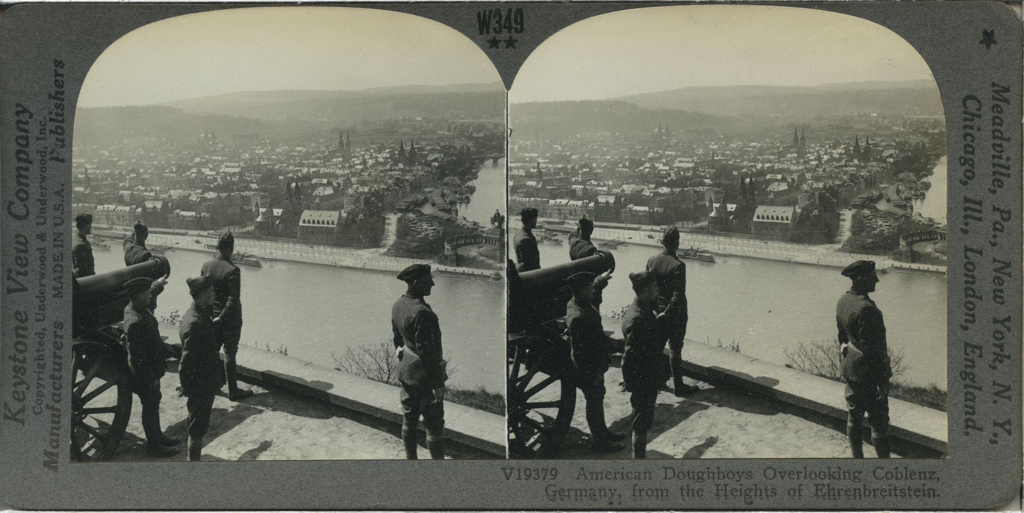 American Doughboys Overlooking Coblenz, Germany, from the Heights of Ehrenbreitenstein