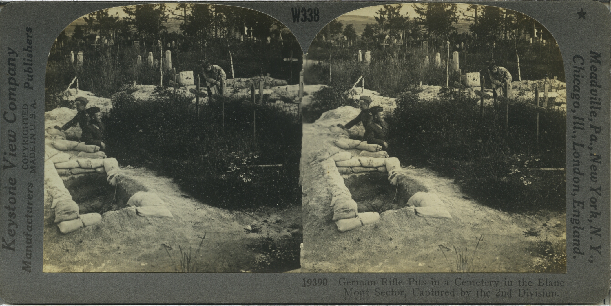 German Rifle Pits in a Cemetery in the Balnc Mont Sector, Captured by the 2nd Division