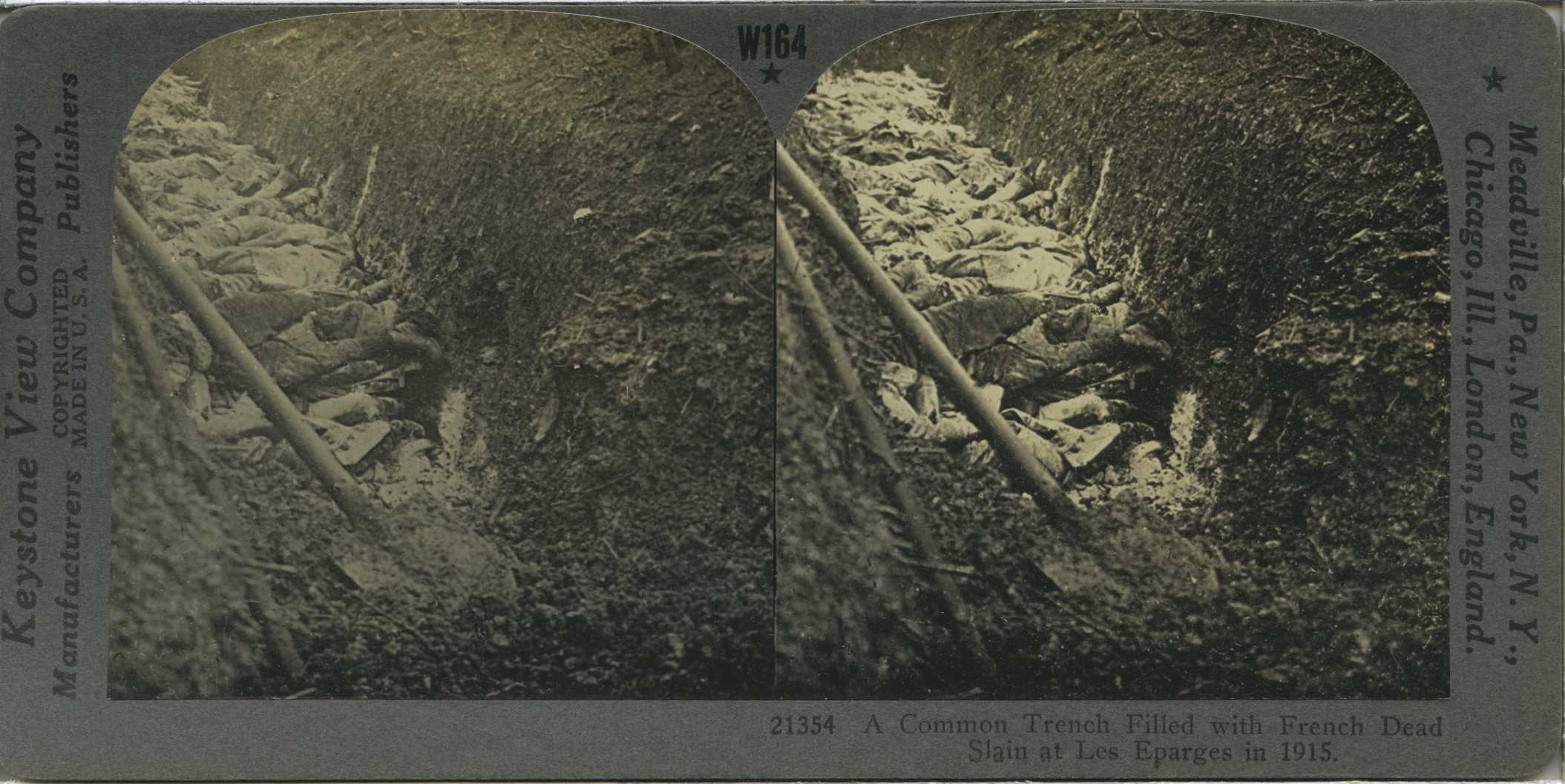 A Common Trench Filled with French Dead Slain at Les Eparges in 1915
