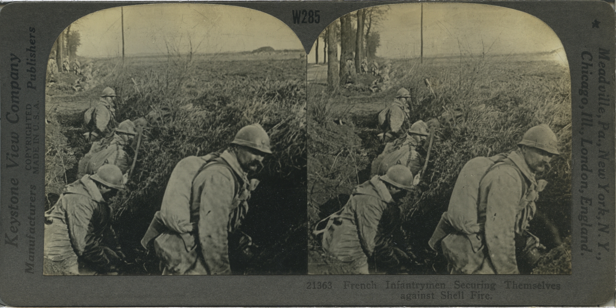 French Infantrymen Securing Themselves against Shell Fire