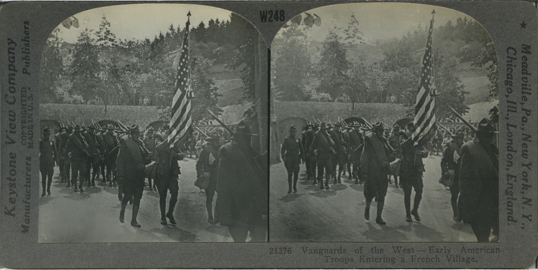 Vanguards of the West--Early American Troops Entering a French Village