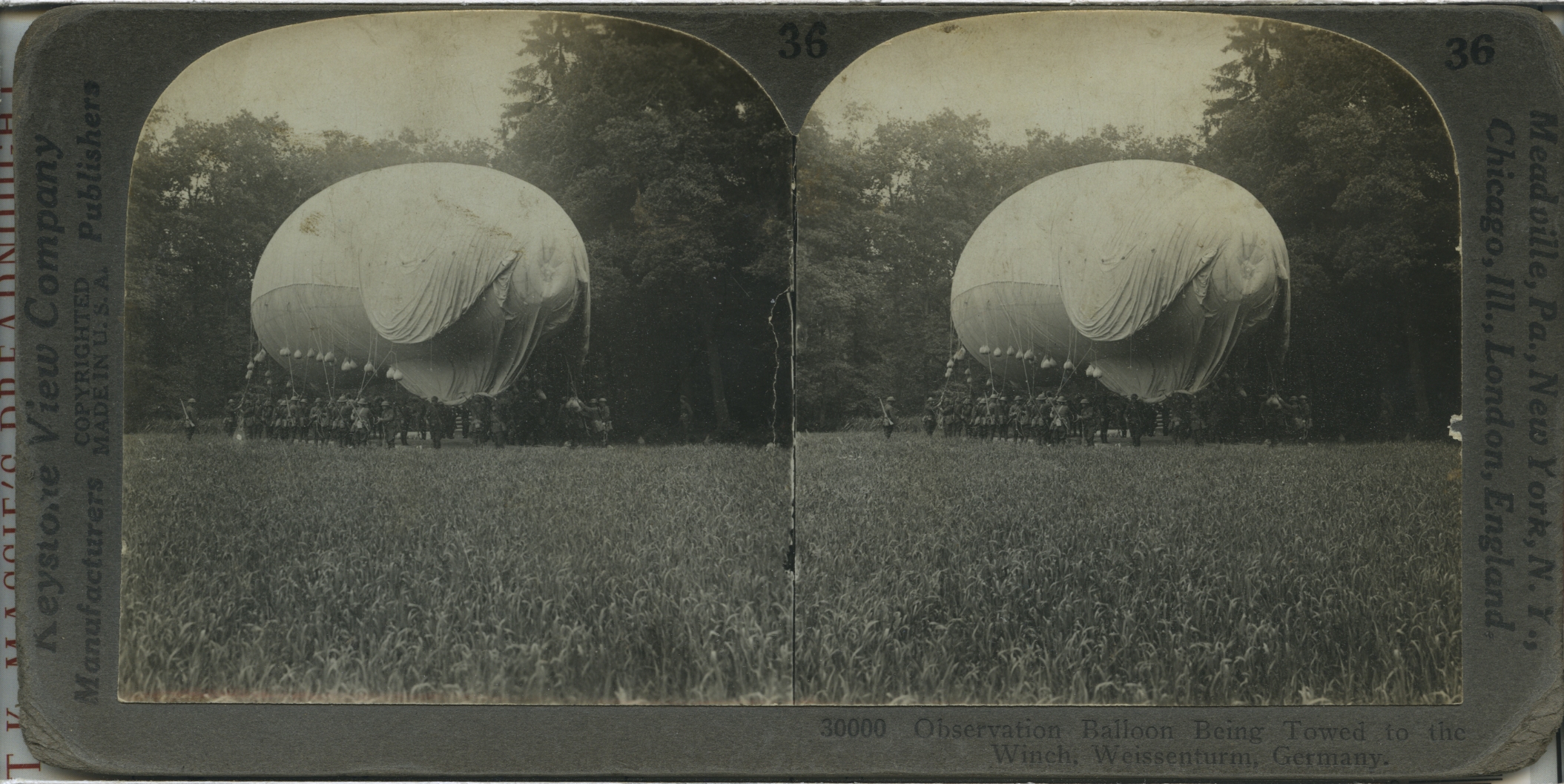 Observation Balloon Being Towed to the Winch, Weissenburg, Germany