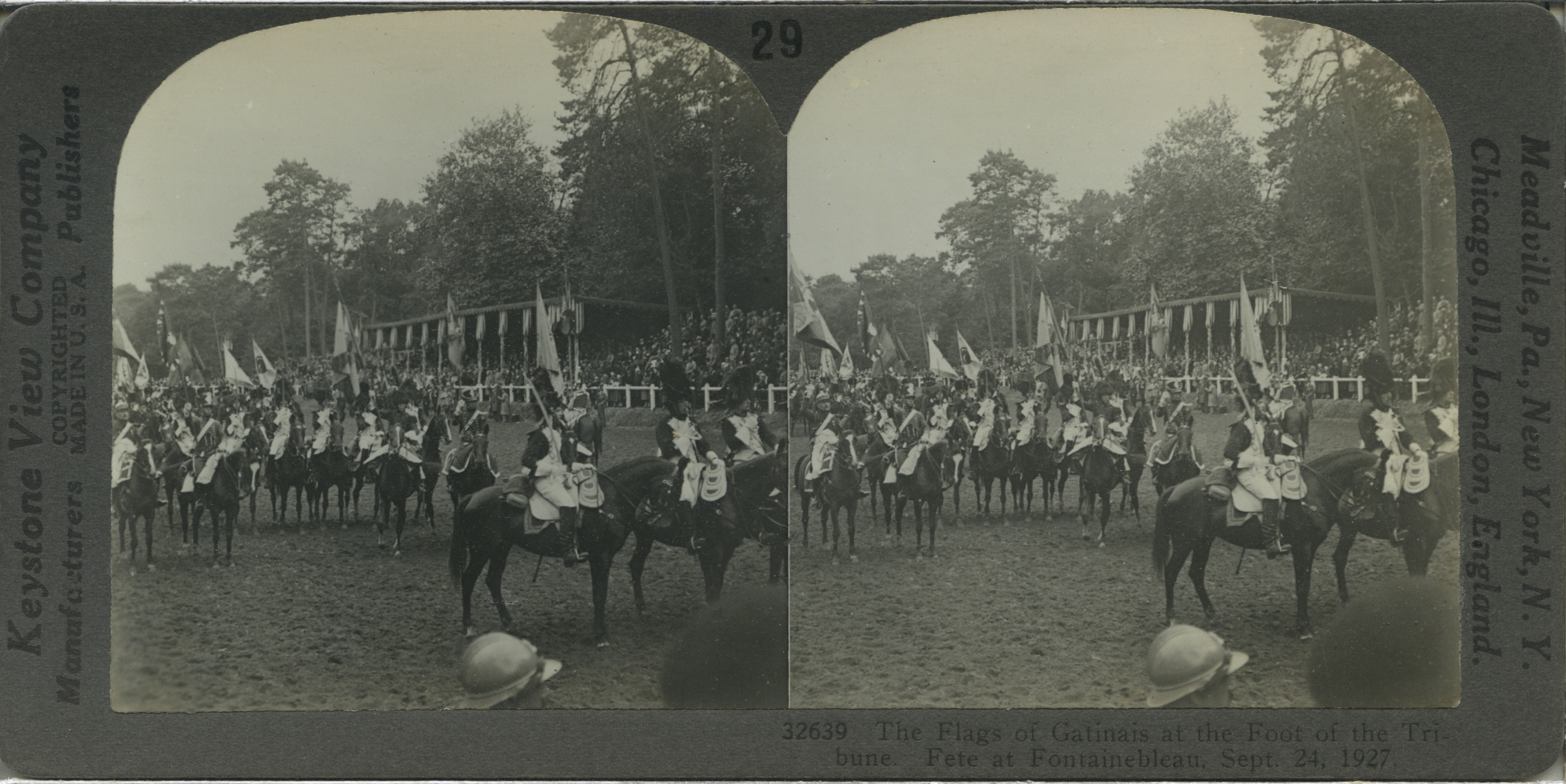 The Flags of Gatinais at the Foot of the Tribune. Fete at Fontainebleau, Sept. 24, 1927.