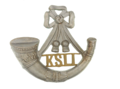 Cap badge worn by Private Edward Astley, KSLI, c.1903 National Army Museum collection