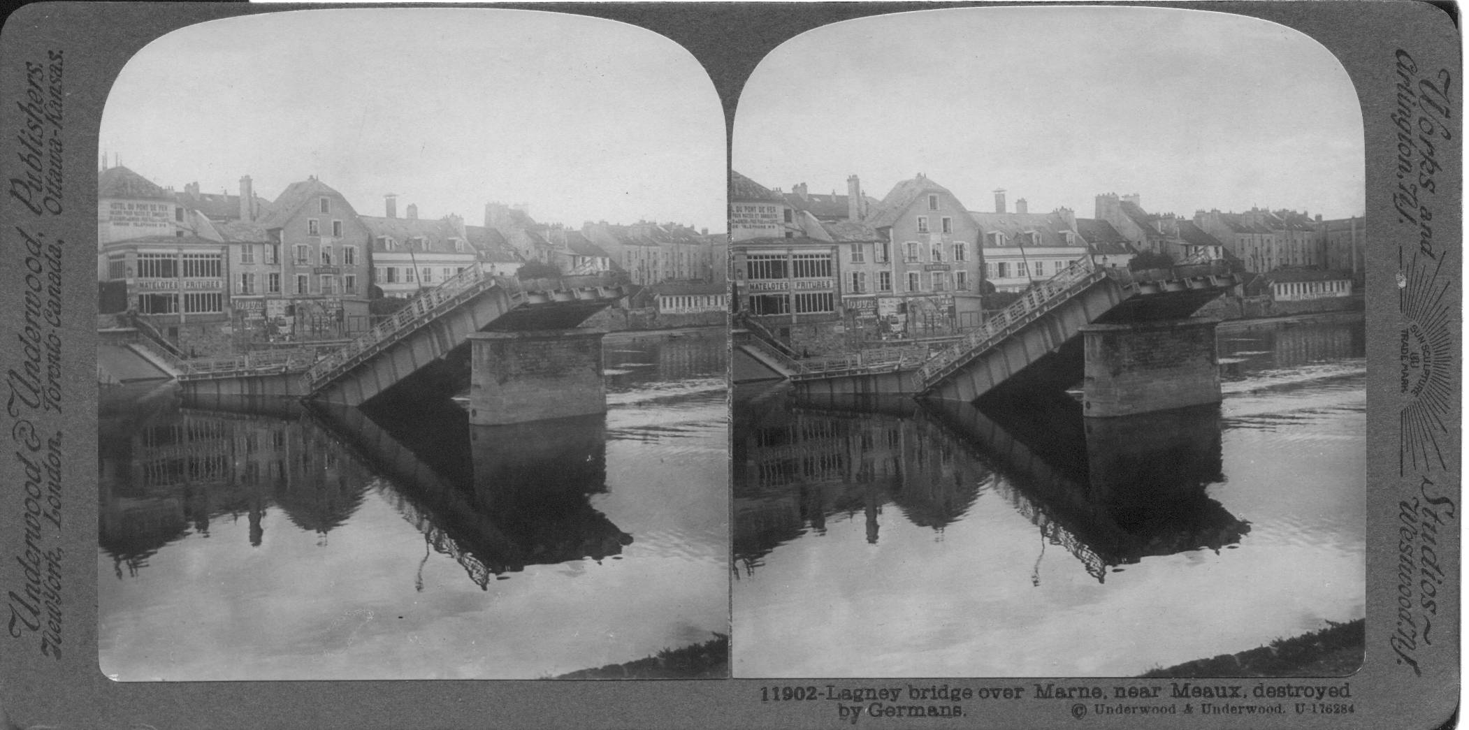 Lagney bridge over Marne, near Meaux, destroyed by Germans