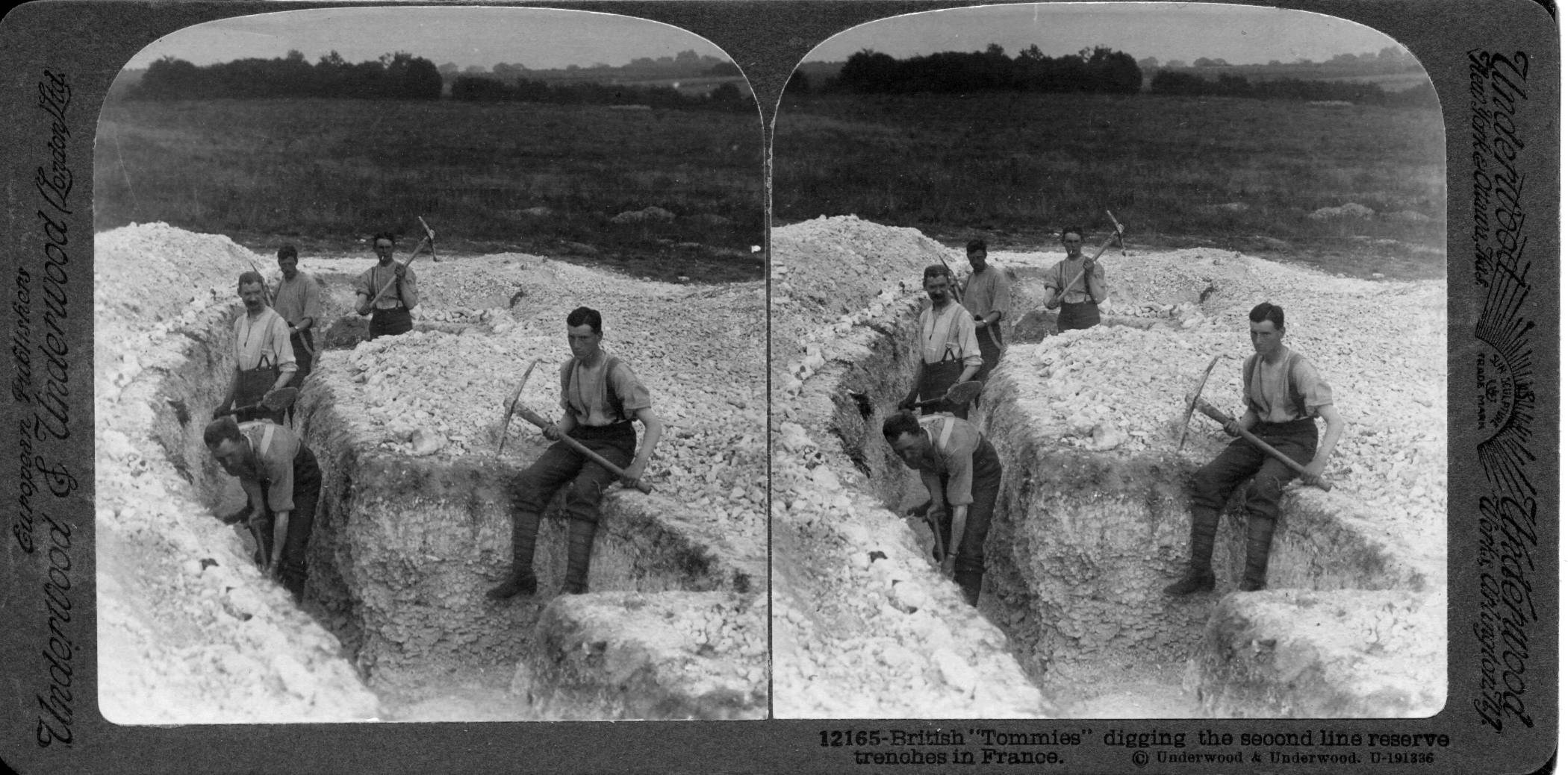 British "Tommies" digging the second line reserve trenches in France