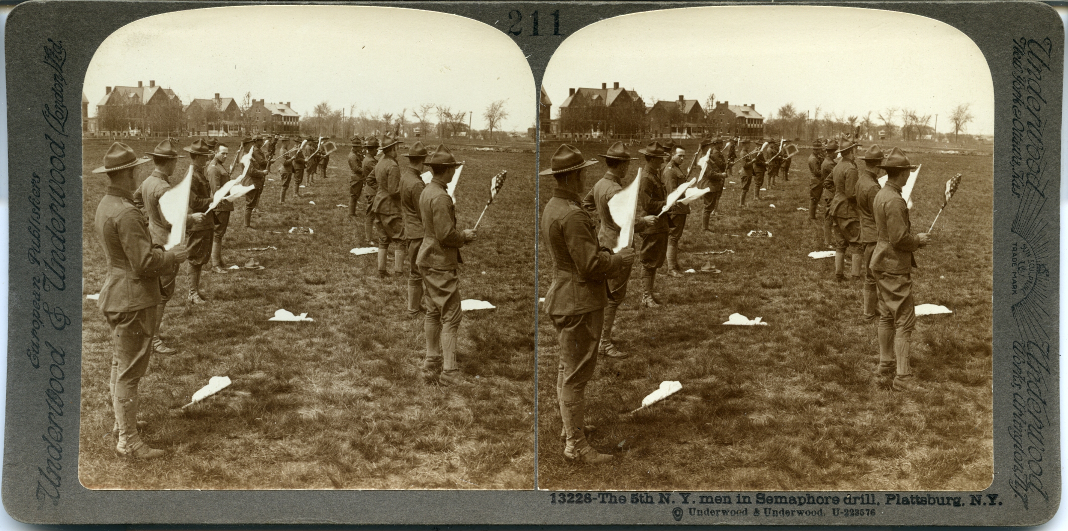 The 5th N.Y. men in Semaphore drill, Plattsburg, N.Y.
