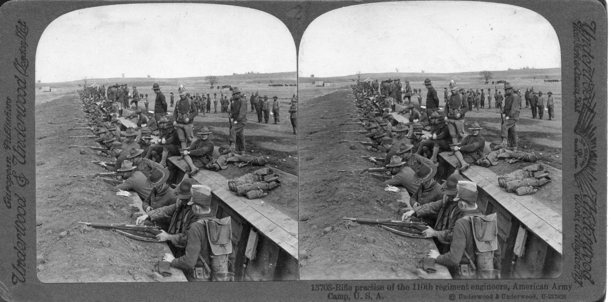 Rifle practise of the 110th regiment engineers, American Army Camp, U.S.A.