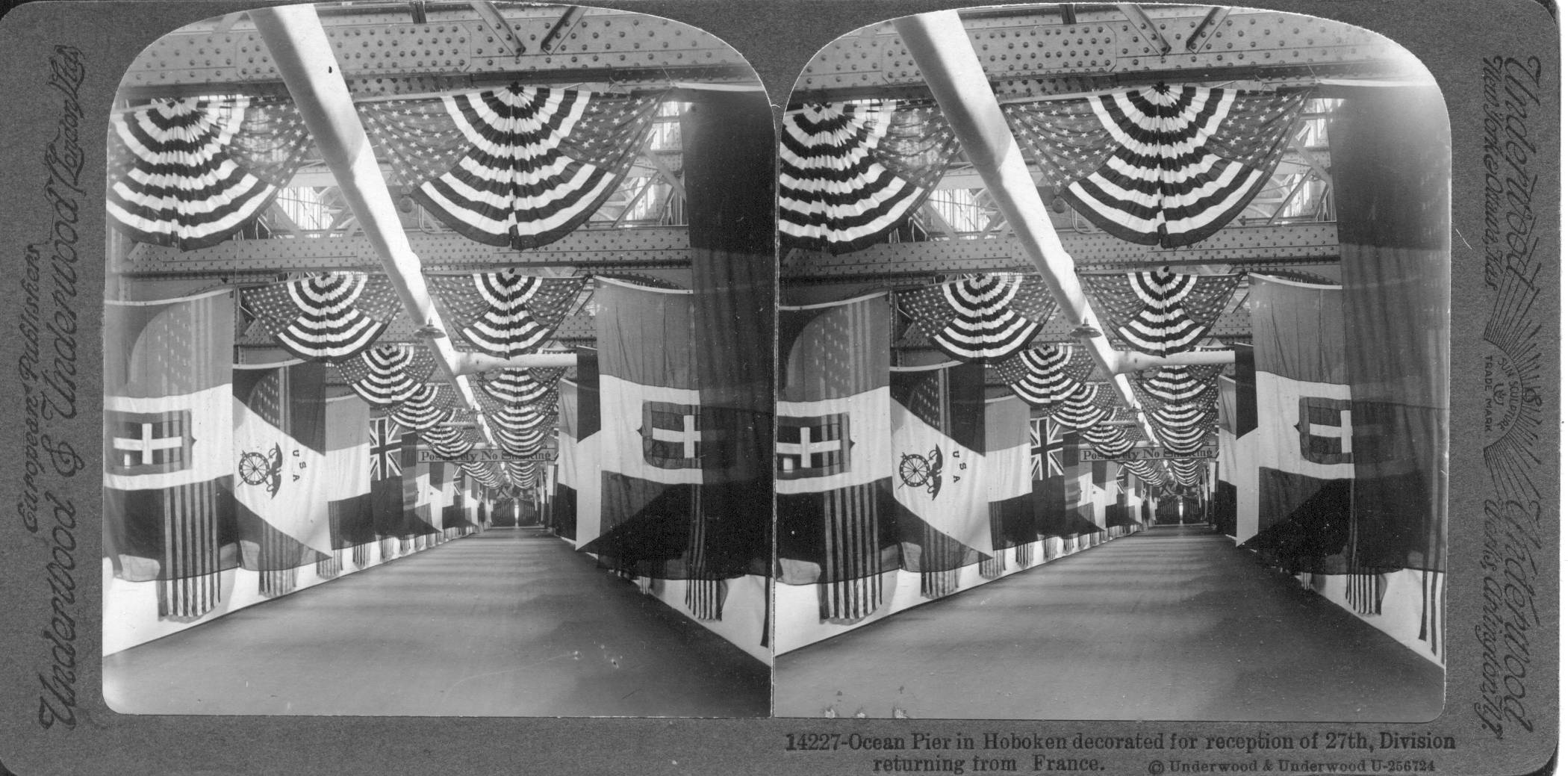 Ocean Pier in Hoboken decorated for reception of 27th Division returning from France