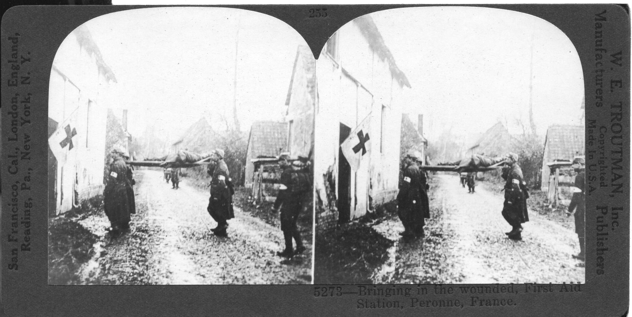 Bringing in the wounded, First Aid Station, Peronne, France