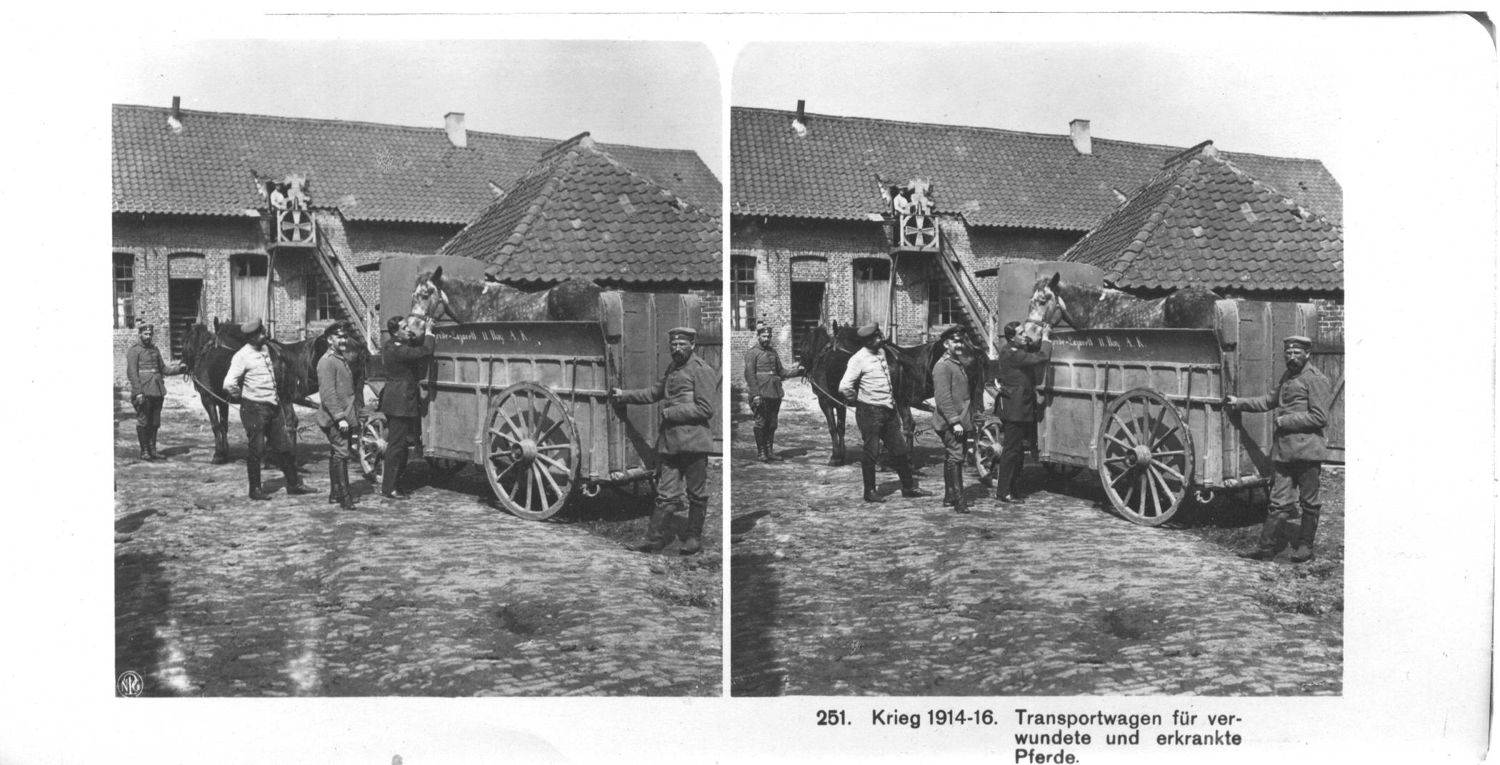 "Transportwagen fuer verwundete und erkrankte Pferde" - Transport wagons for wounded and sick horses
