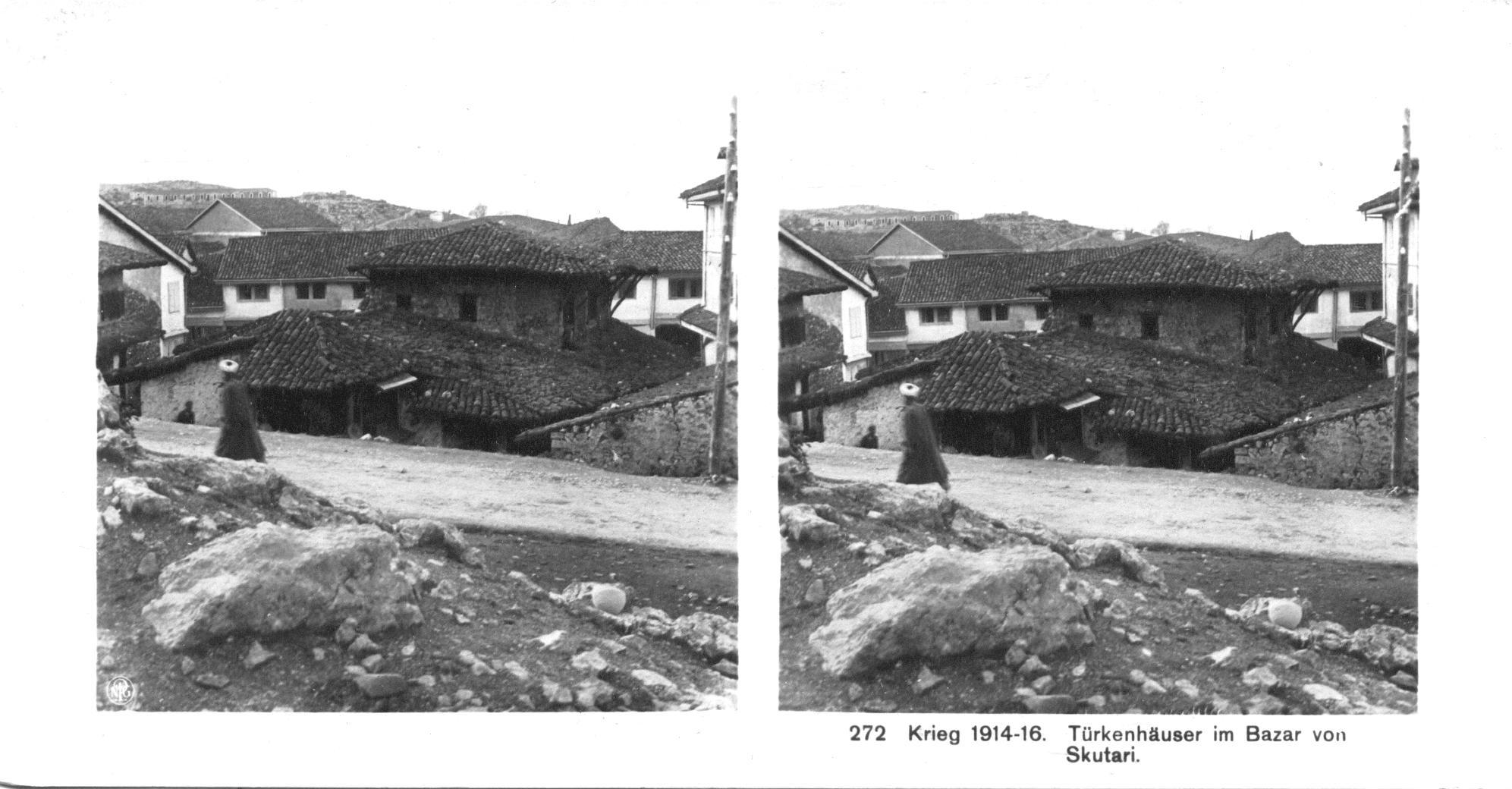 "Türkenhäuser im Bazar von Skutari" - Turkish houses in the Skadar bazaar