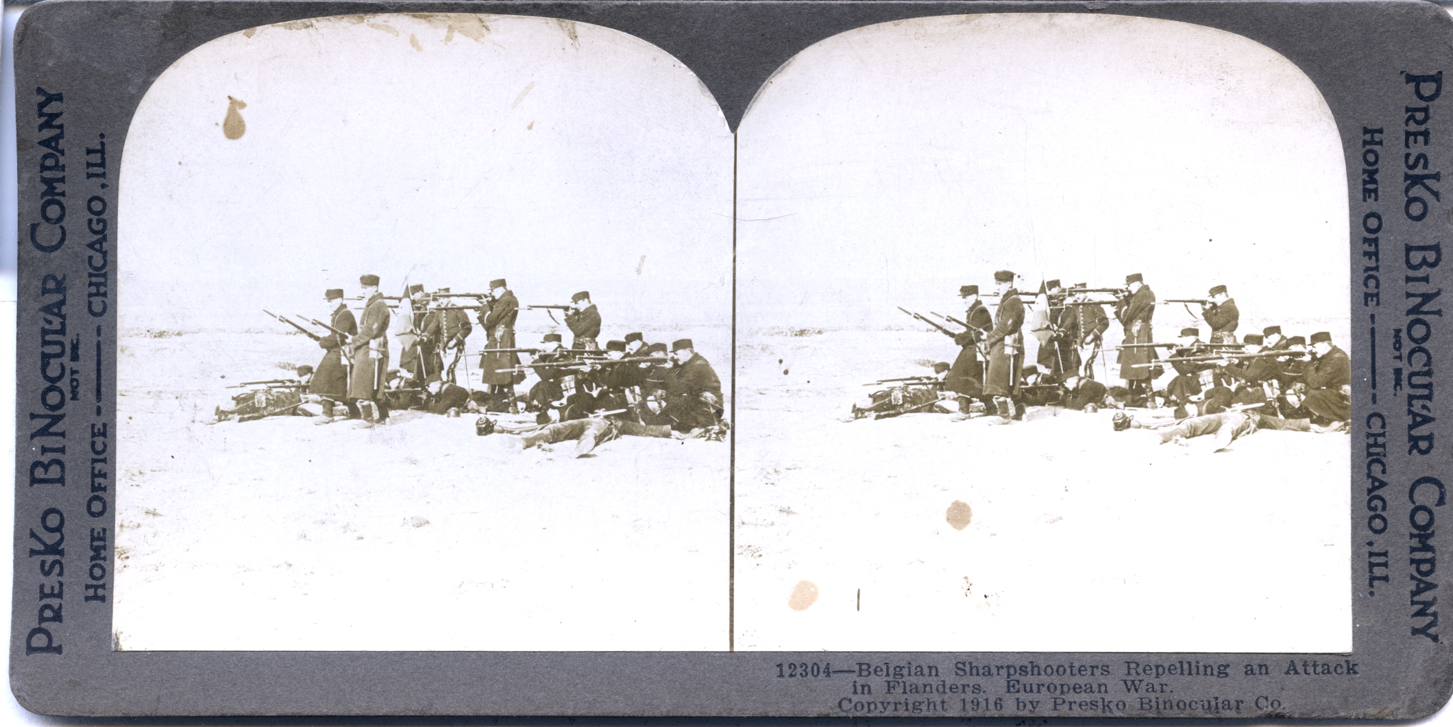 Belgian Sharpshooters Repelling an Attack in Flanders. European War